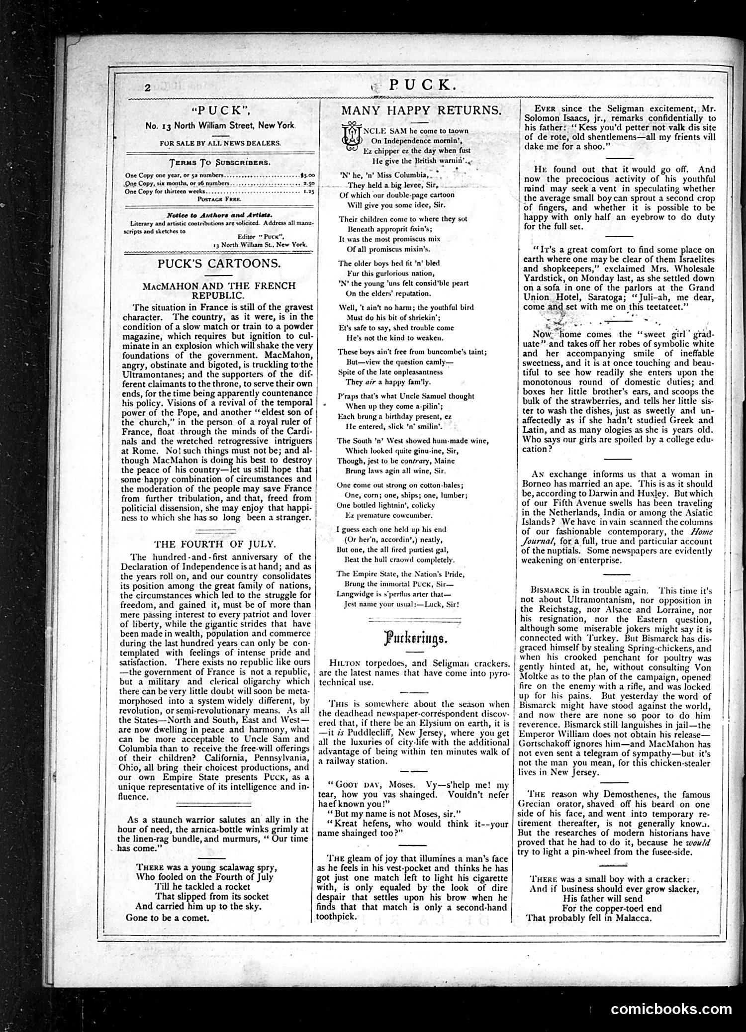 Puck — July 4, 1877 — page 2 of 16