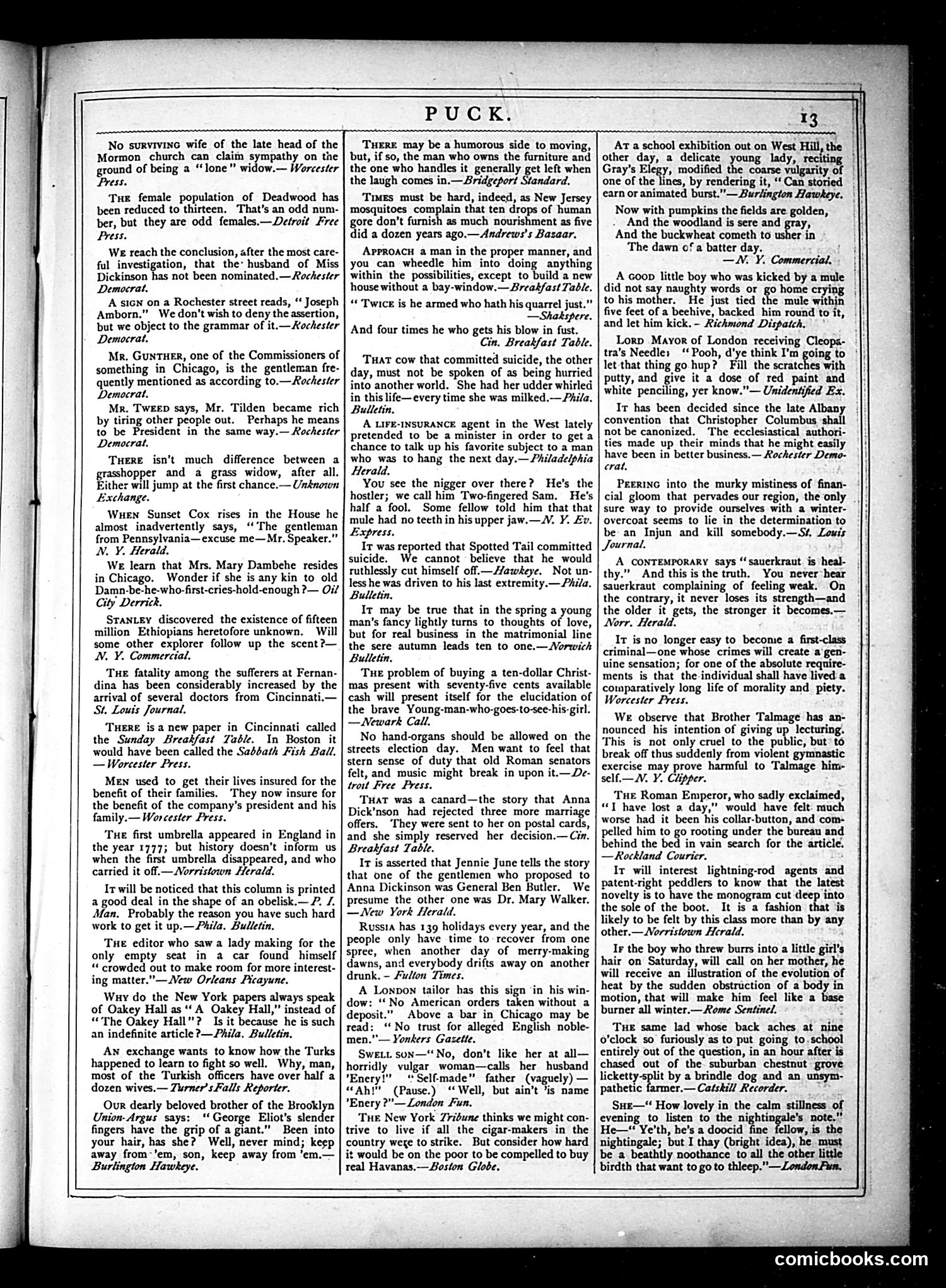 Puck — November 14, 1877 — page 13 of 16