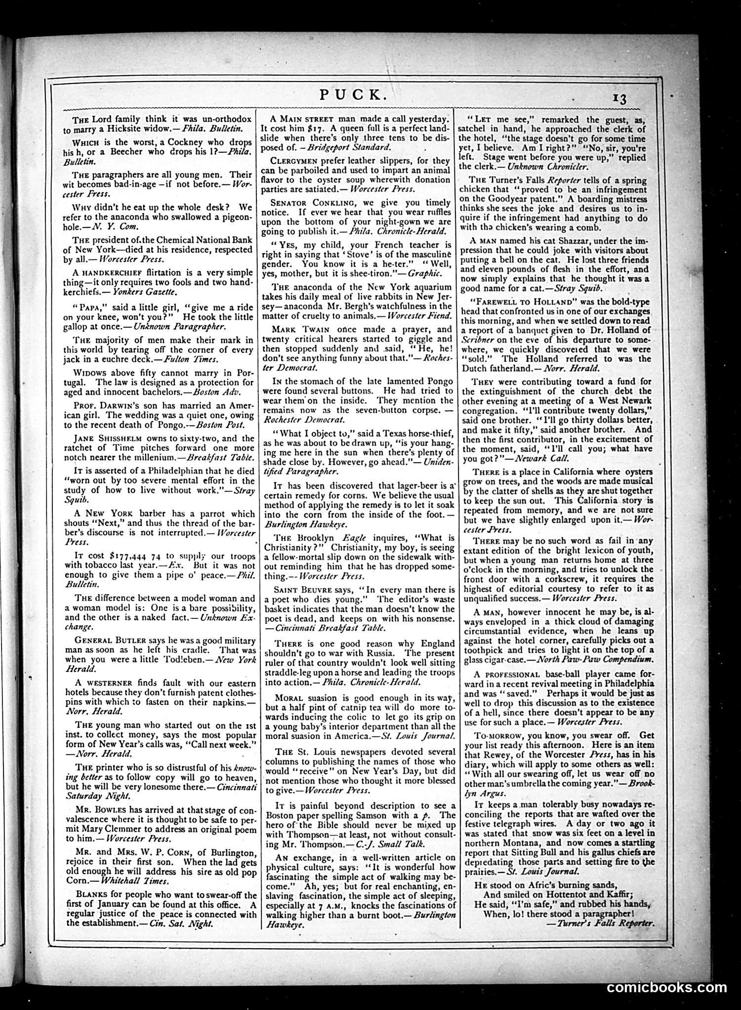 Puck — January 16, 1878 — page 13 of 16
