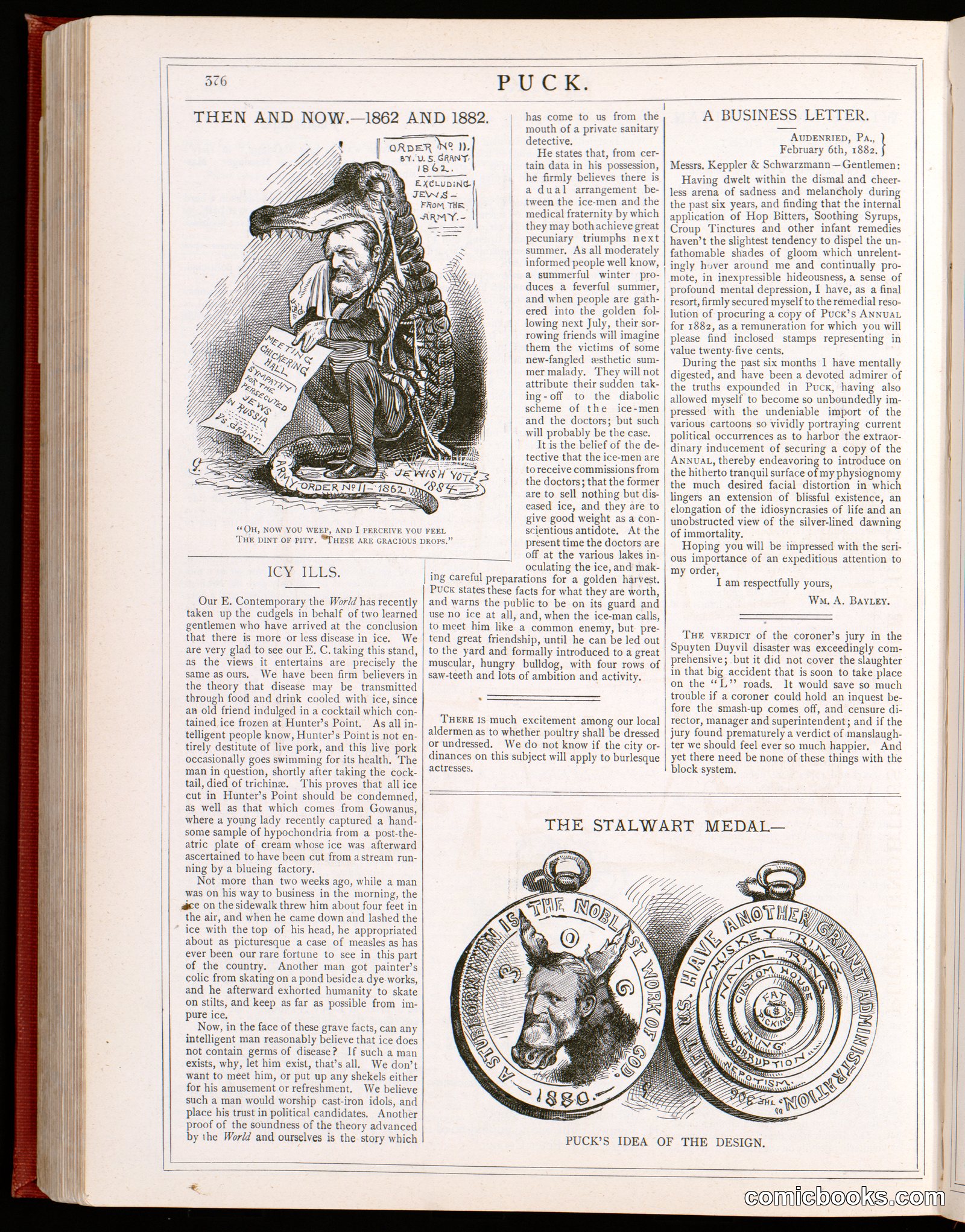 Then and Now — 1862 and 1882 / The Stalwart Medal by Gillam, Bernhard, 1856-1896, artist