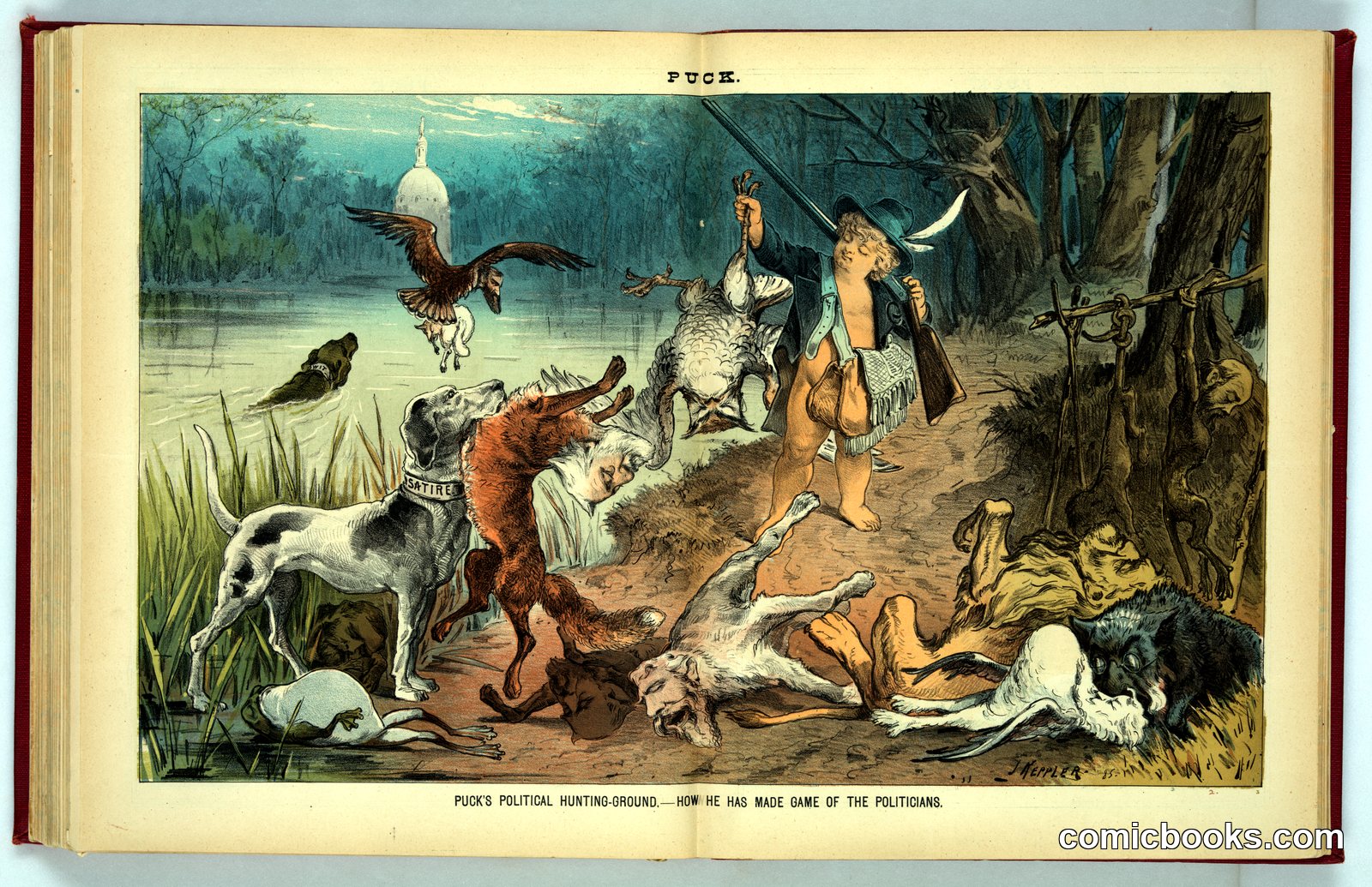 Puck's Political Hunting-Ground — How He Has Made Game of the Politicians by Keppler, Joseph Ferdinand, 1838-1894, artist