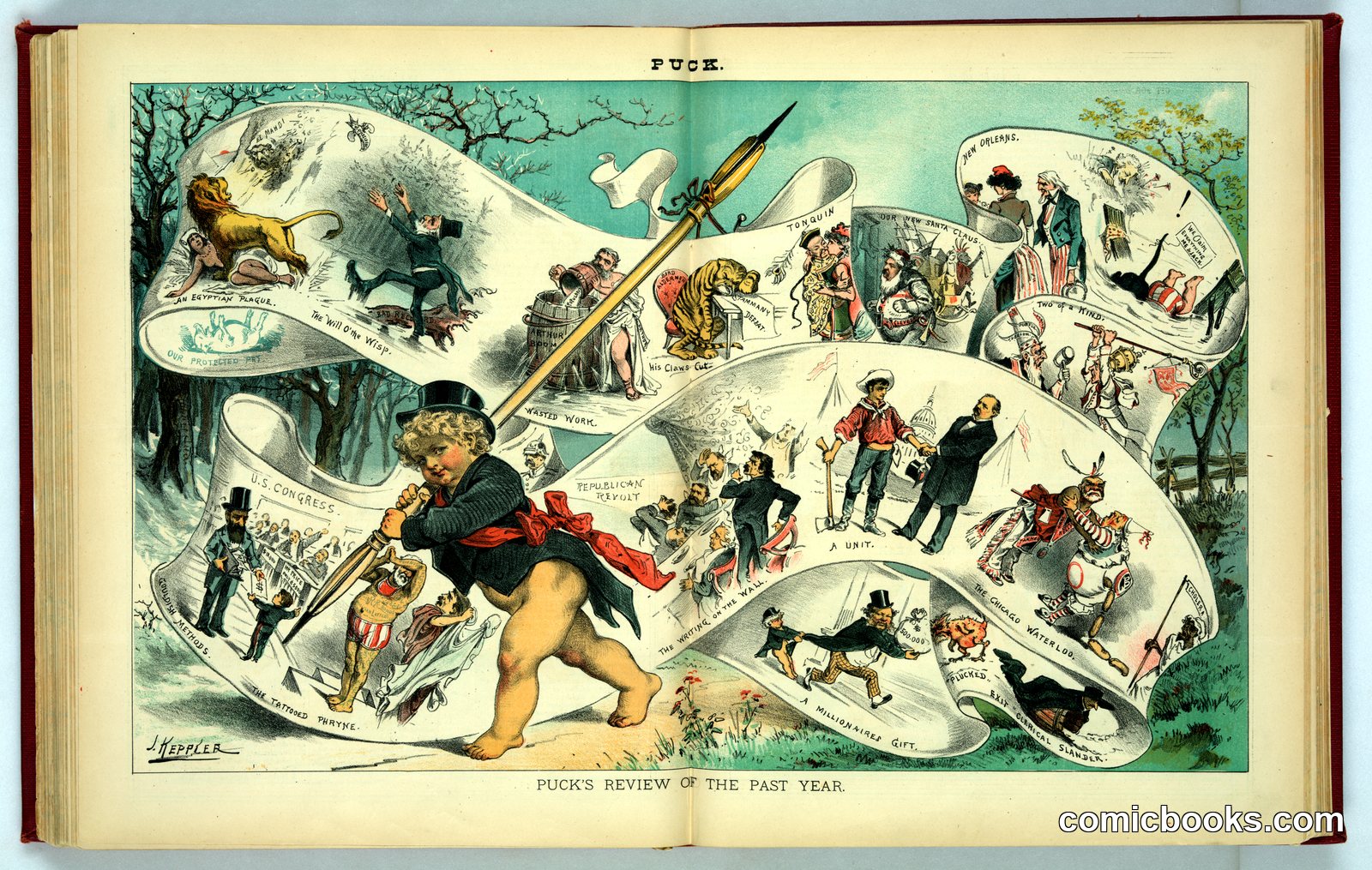 Puck's Review of the Past Year by Keppler, Joseph Ferdinand, 1838-1894, artist