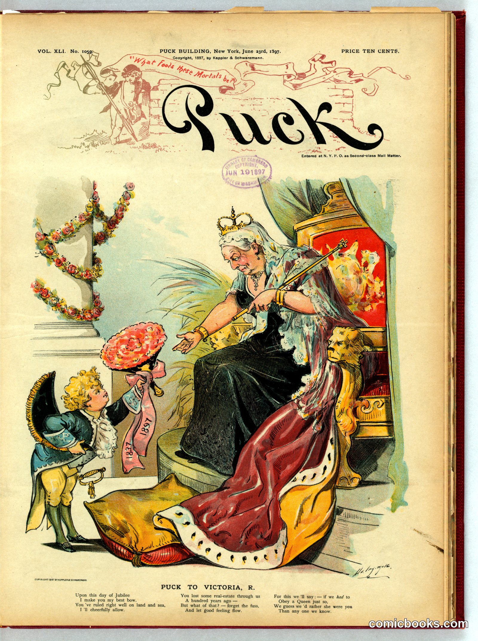 Puck to Victoria, R. by Dalrymple, Louis, 1866-1905, artist