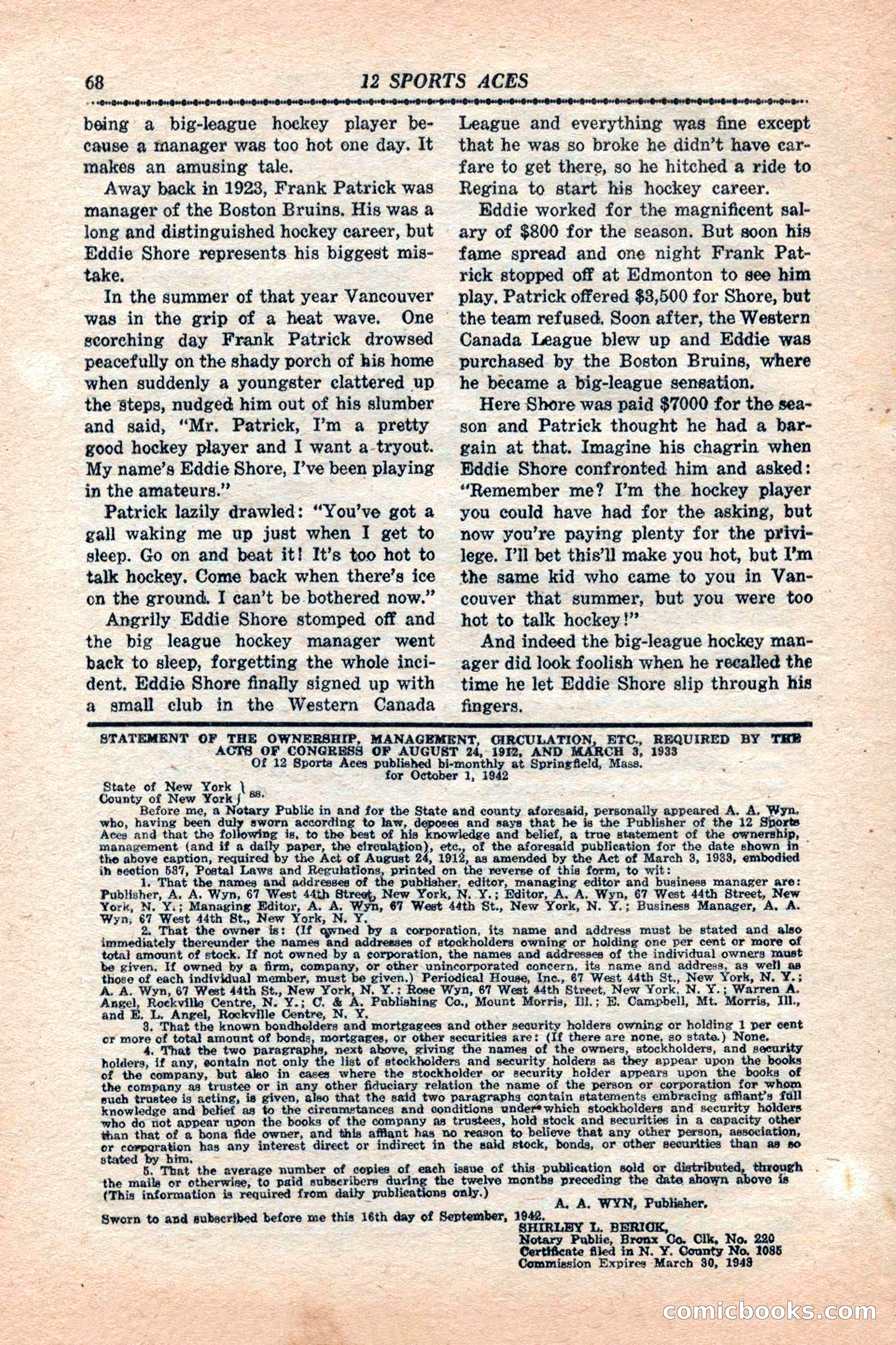 12 Sports Aces, January 1943 — page 70 of 116