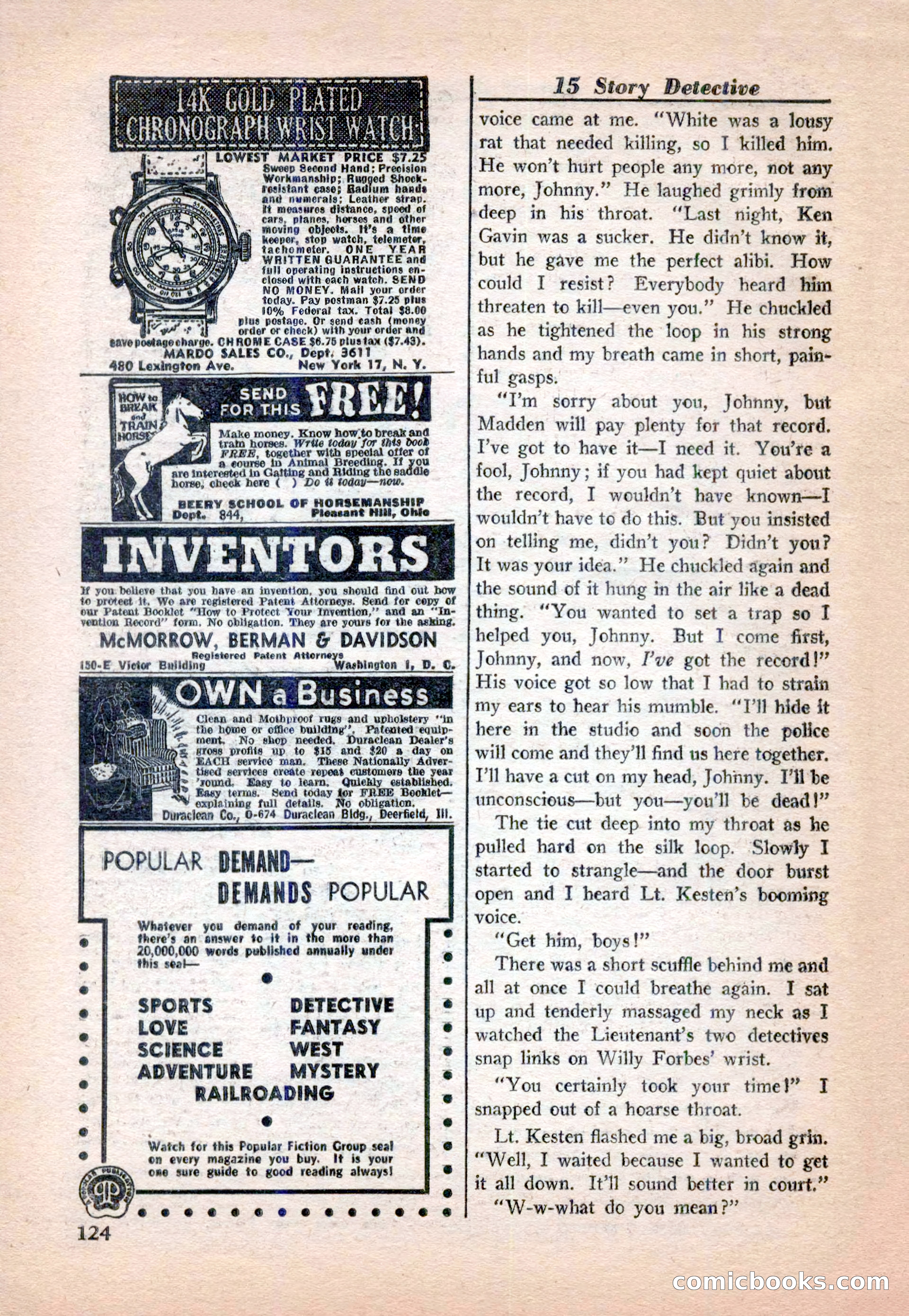 15 Story Detective, April 1950 — page 124 of 132