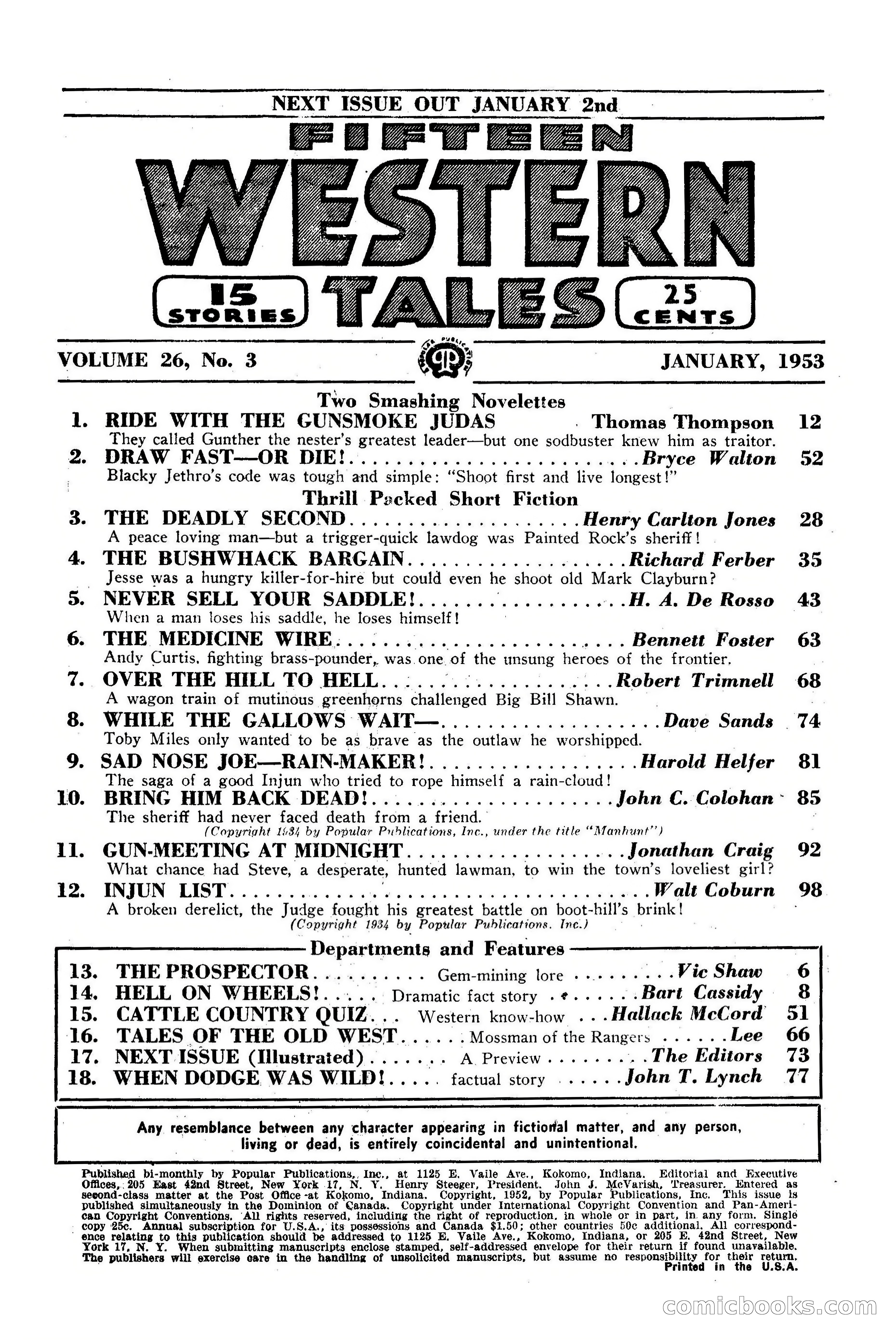 Fifteen Western Tales, January 1953 — page 4 of 116