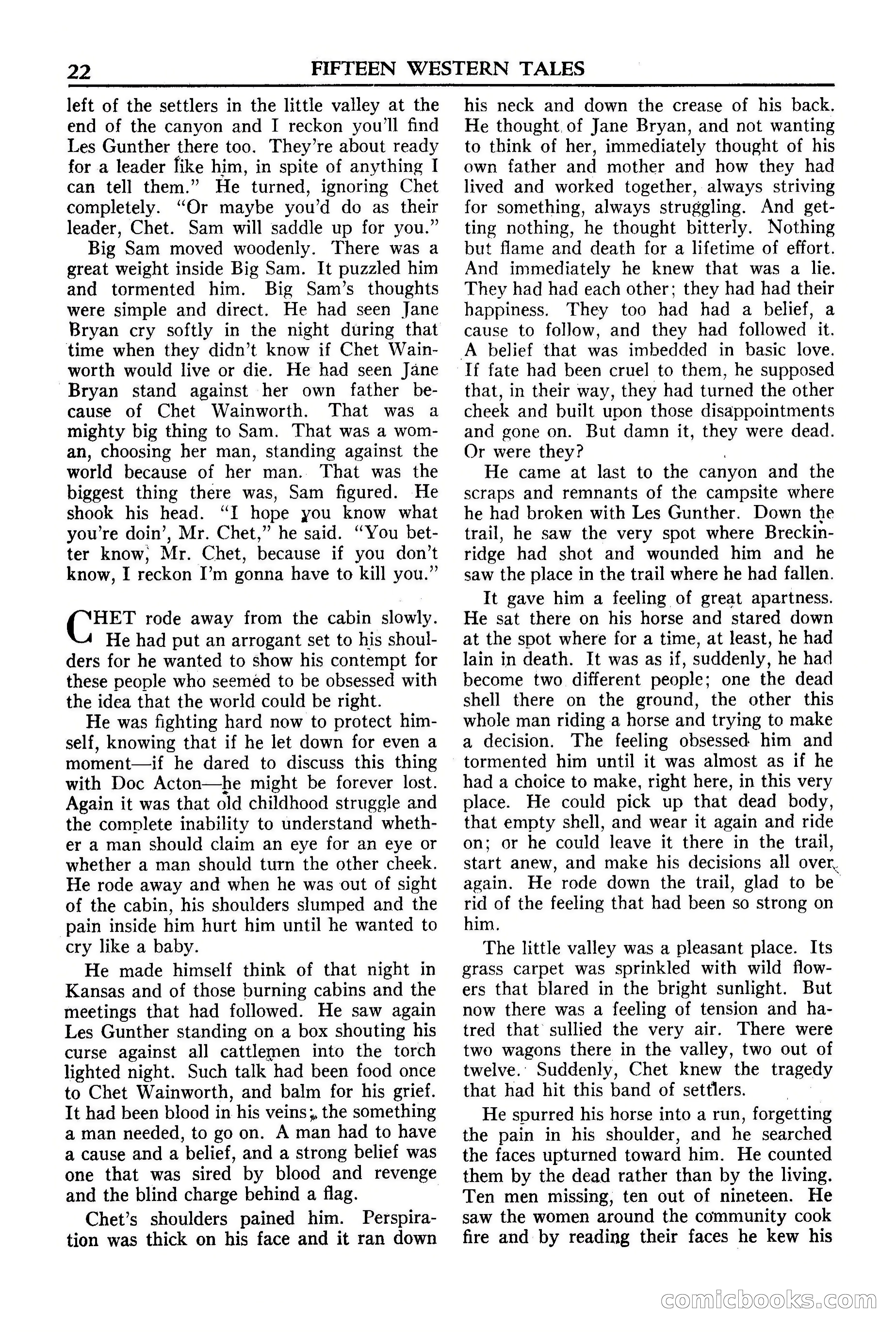 Fifteen Western Tales, January 1953 — page 22 of 116