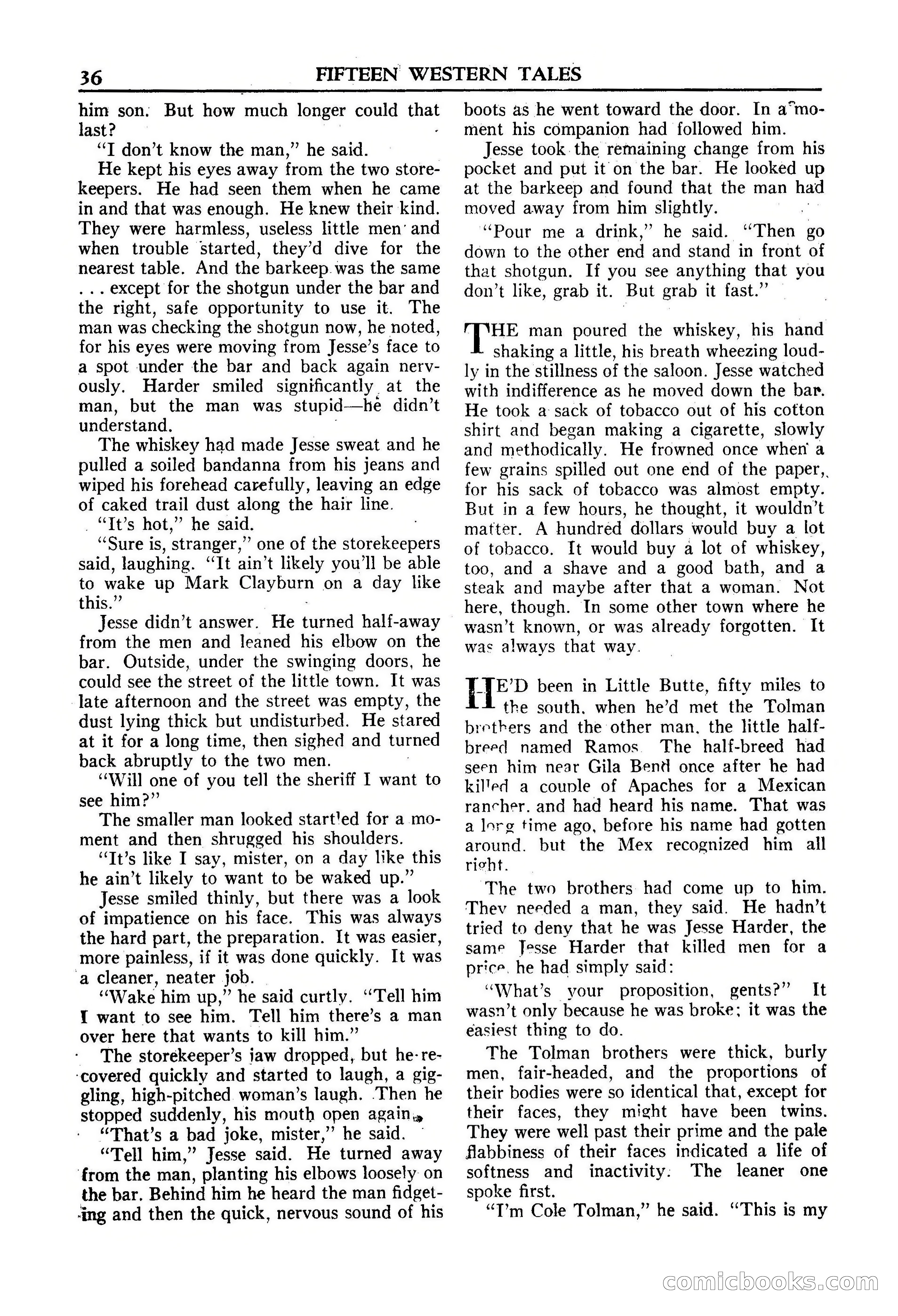 Fifteen Western Tales, January 1953 — page 36 of 116