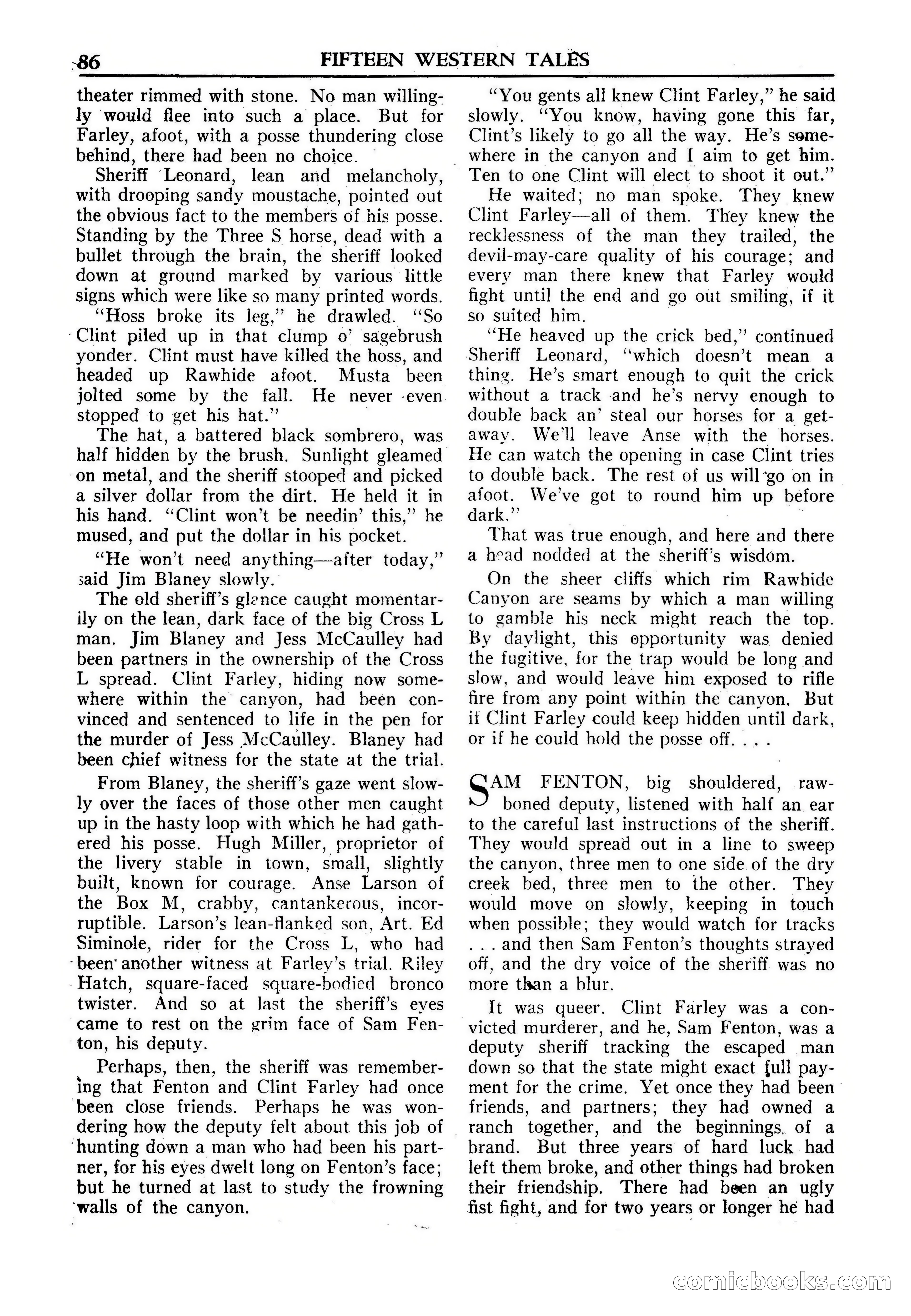 Fifteen Western Tales, January 1953 — page 86 of 116