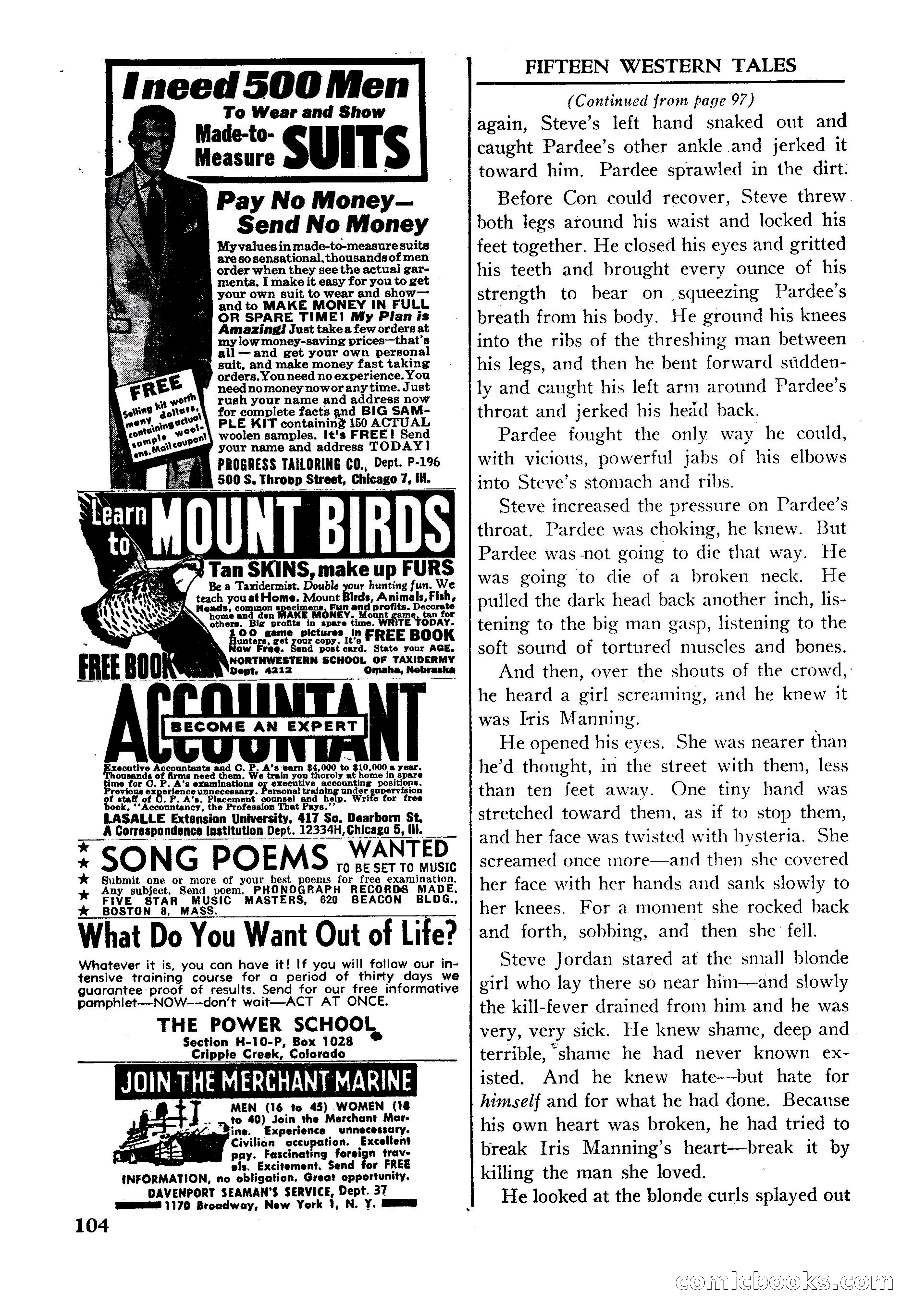 Fifteen Western Tales, January 1953 — page 104 of 116