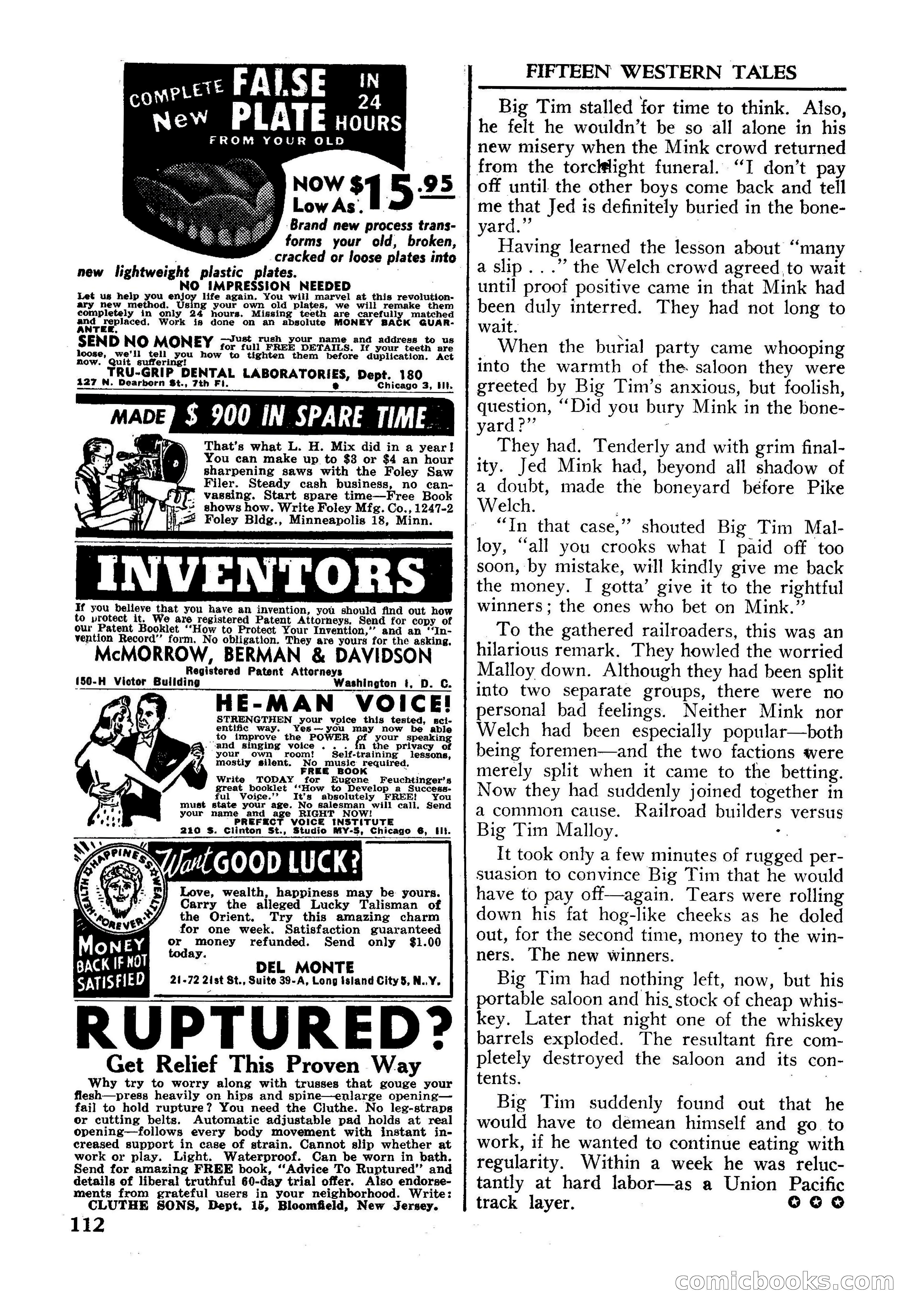 Fifteen Western Tales, January 1953 — page 112 of 116