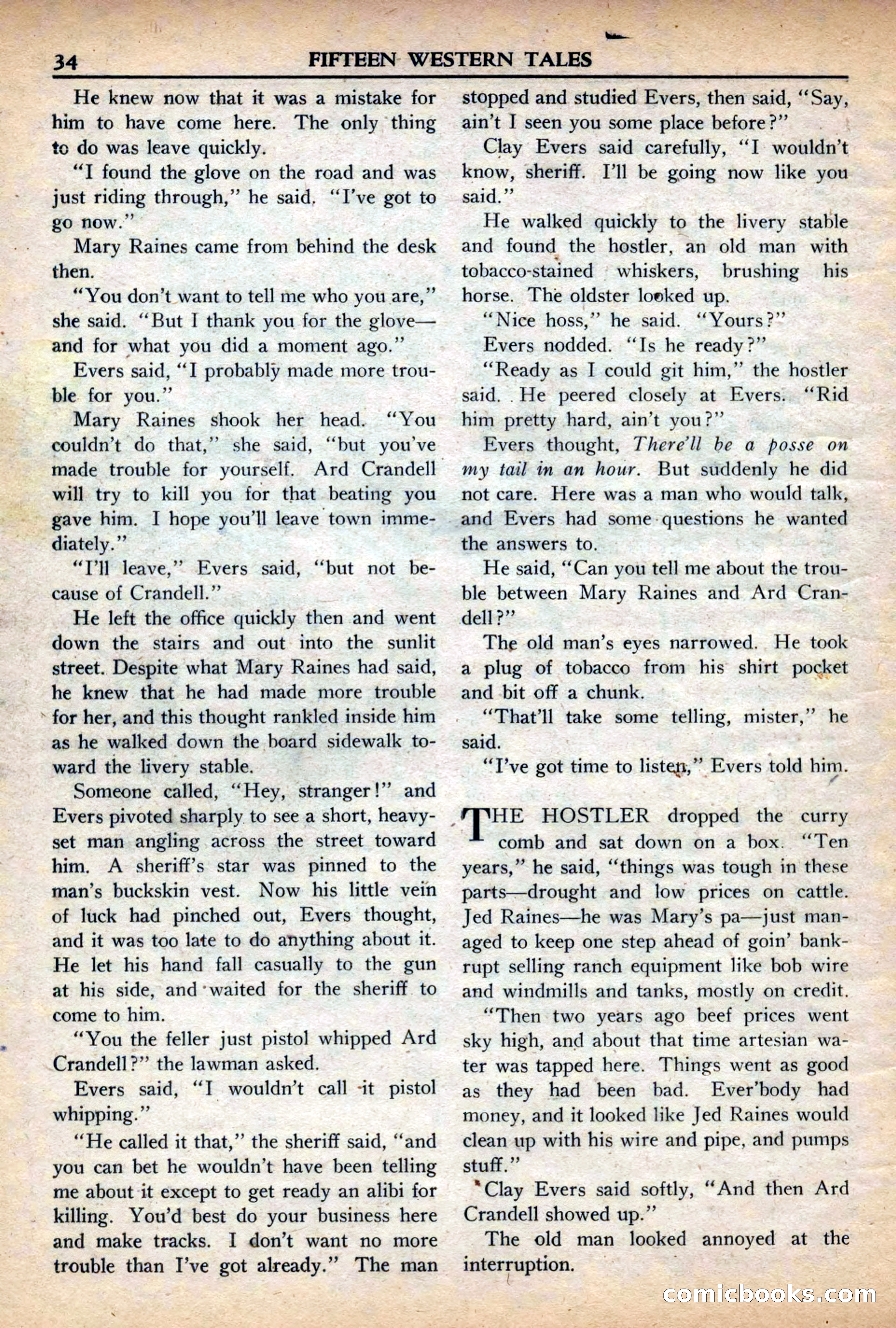 Fifteen Western Tales, March 1954 — page 34 of 116