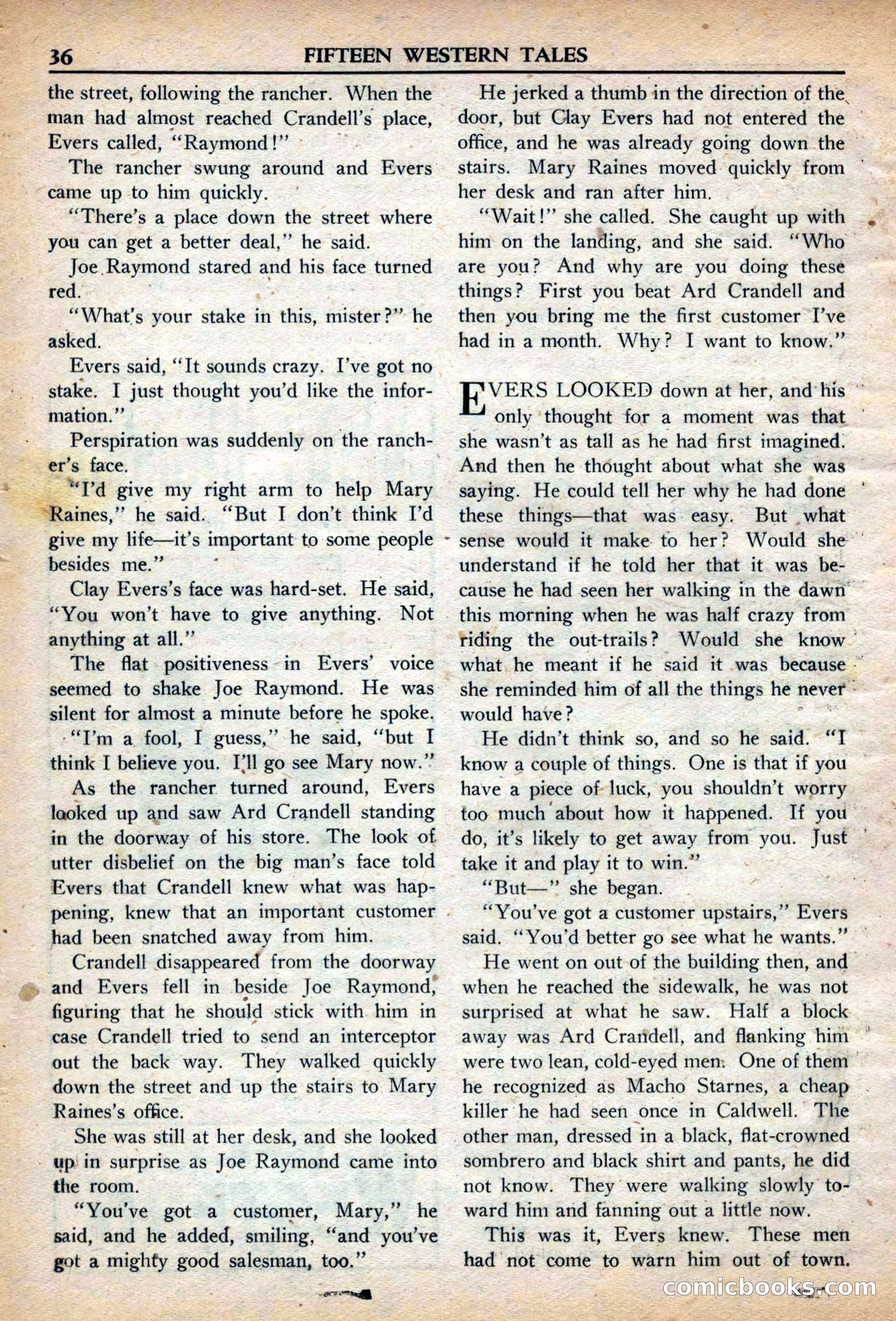 Fifteen Western Tales, March 1954 — page 36 of 116