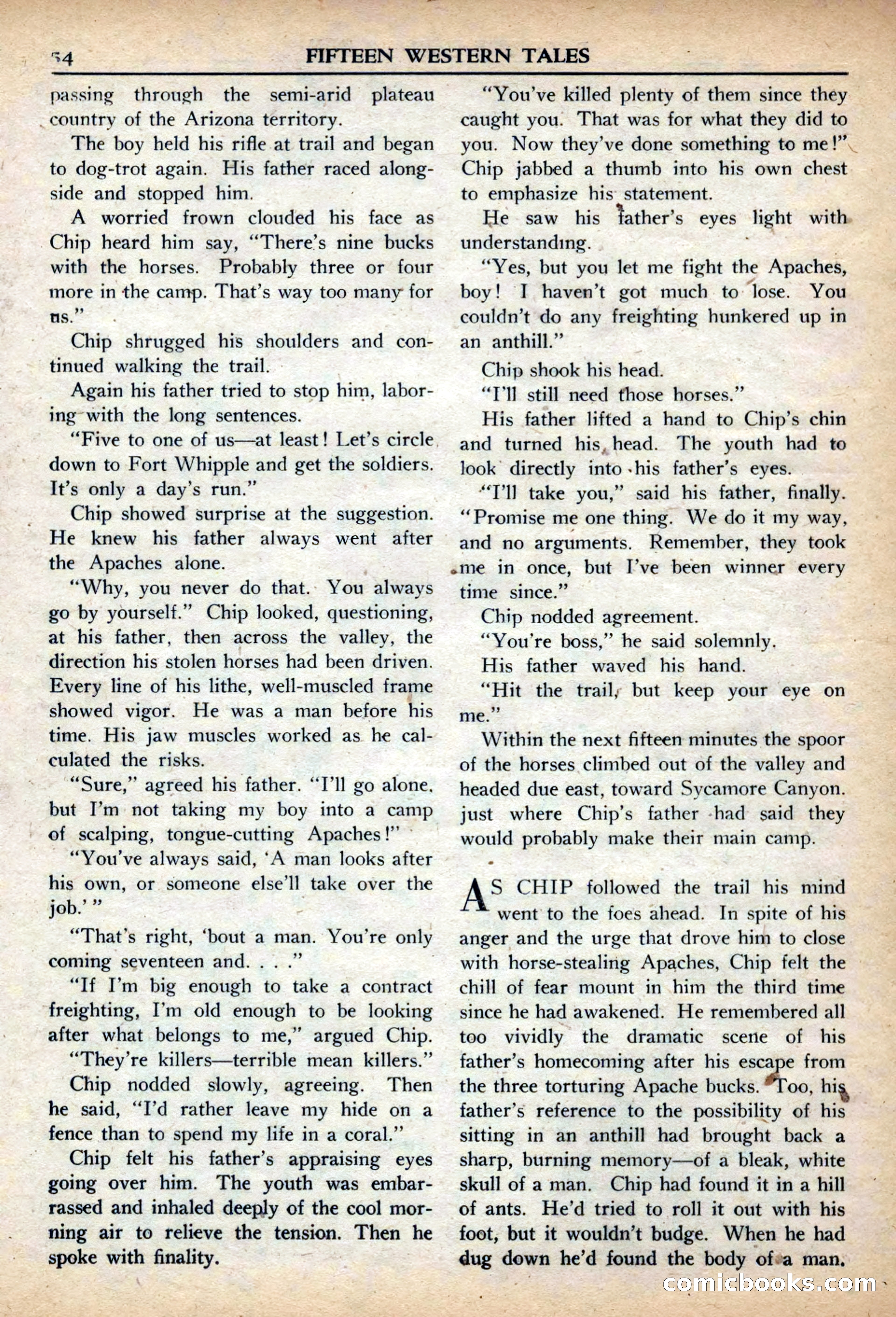 Fifteen Western Tales, March 1954 — page 54 of 116