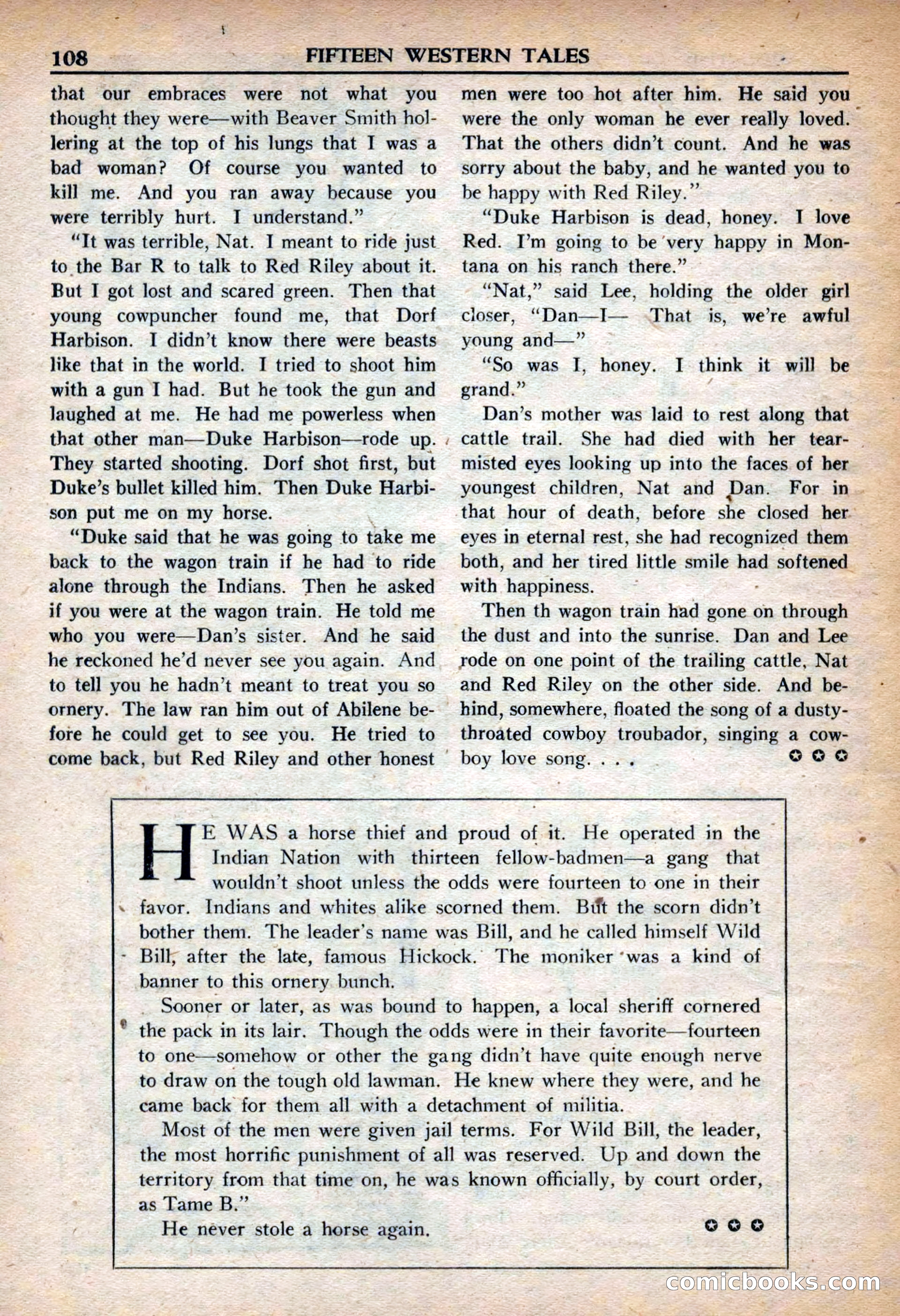 Fifteen Western Tales, March 1954 — page 108 of 116