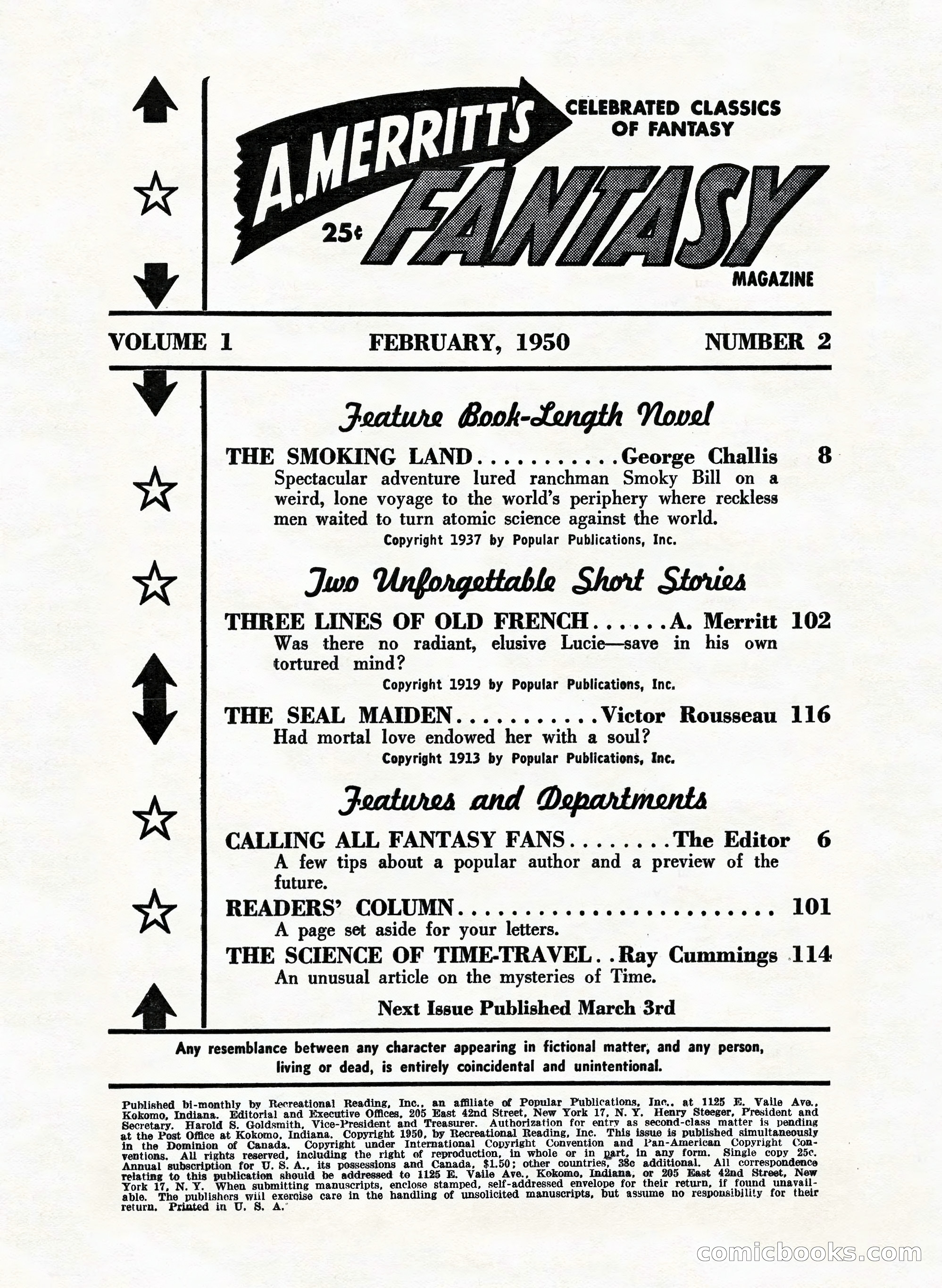 A. Merritt's Fantasy Magazine, February 1950 — page 4 of 132