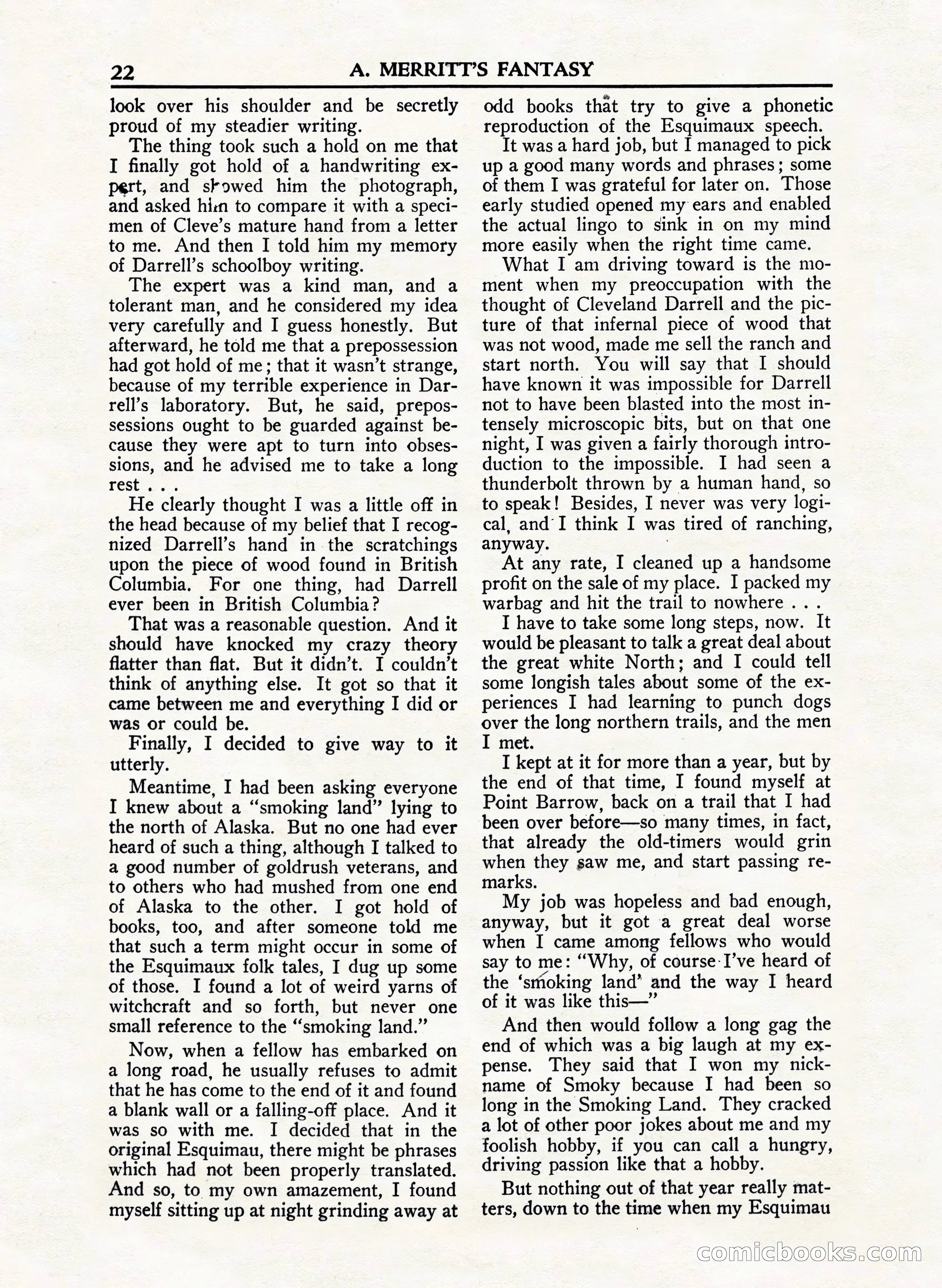 A. Merritt's Fantasy Magazine, February 1950 — page 22 of 132