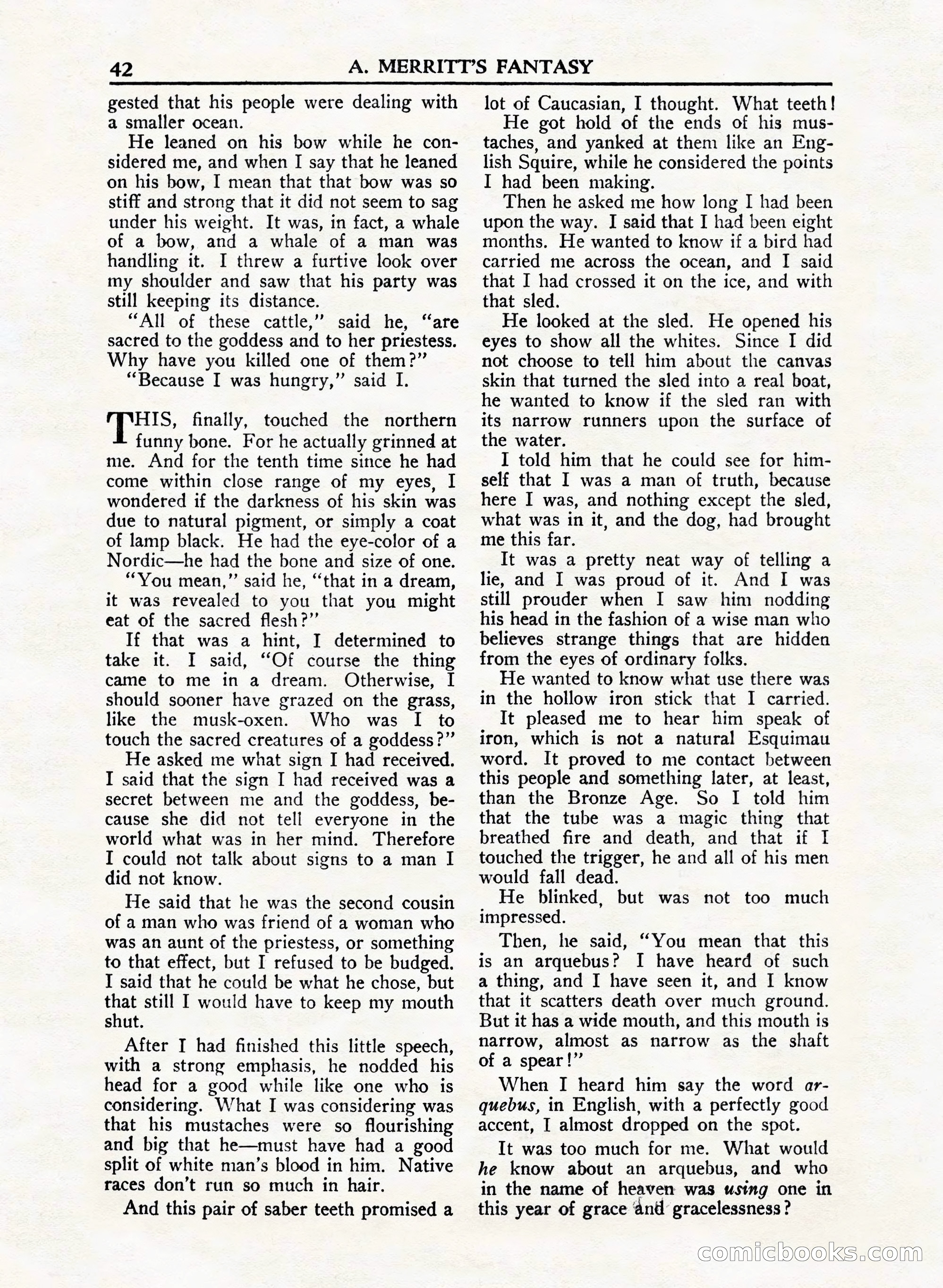 A. Merritt's Fantasy Magazine, February 1950 — page 42 of 132