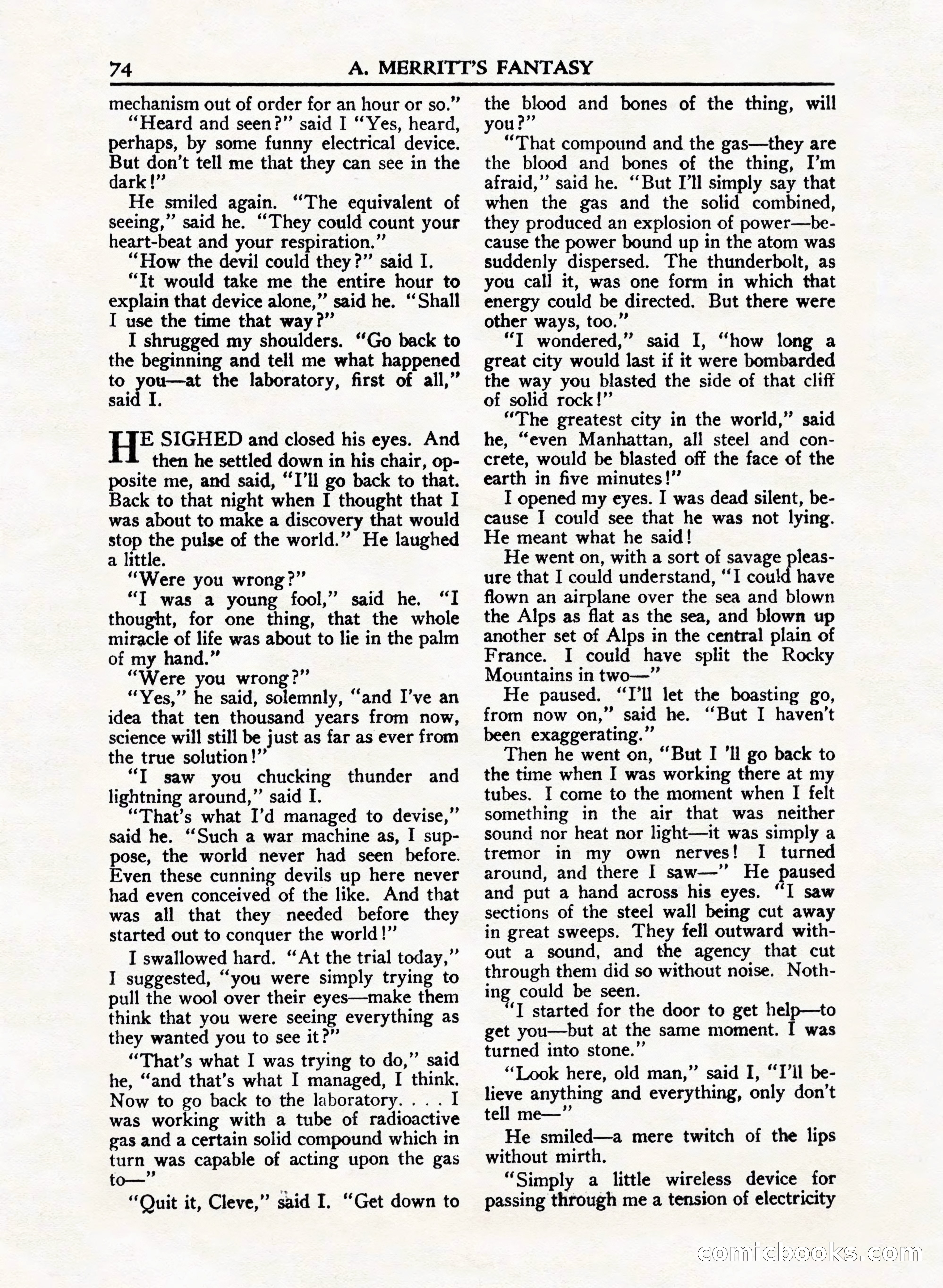 A. Merritt's Fantasy Magazine, February 1950 — page 74 of 132
