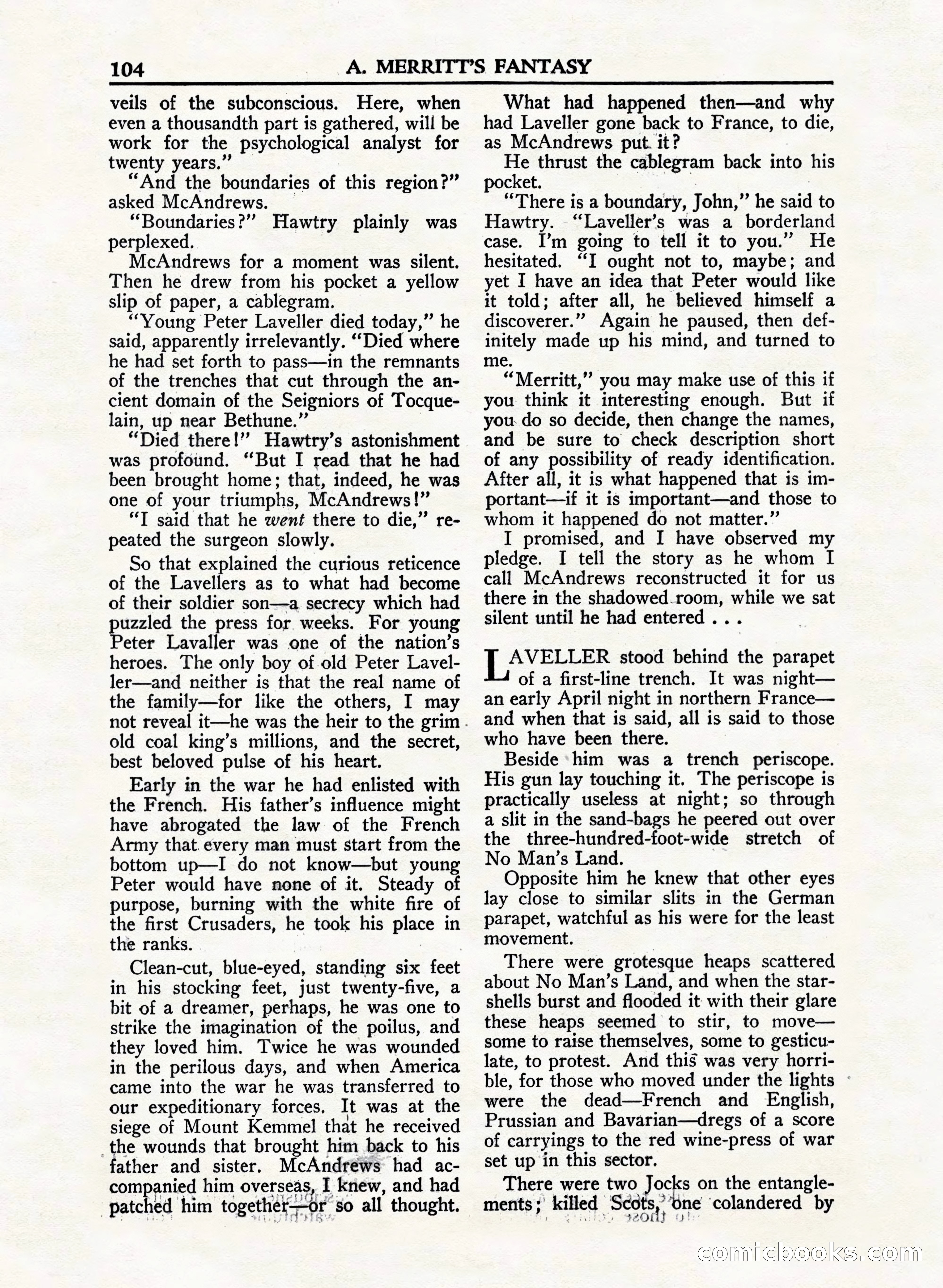 A. Merritt's Fantasy Magazine, February 1950 — page 104 of 132
