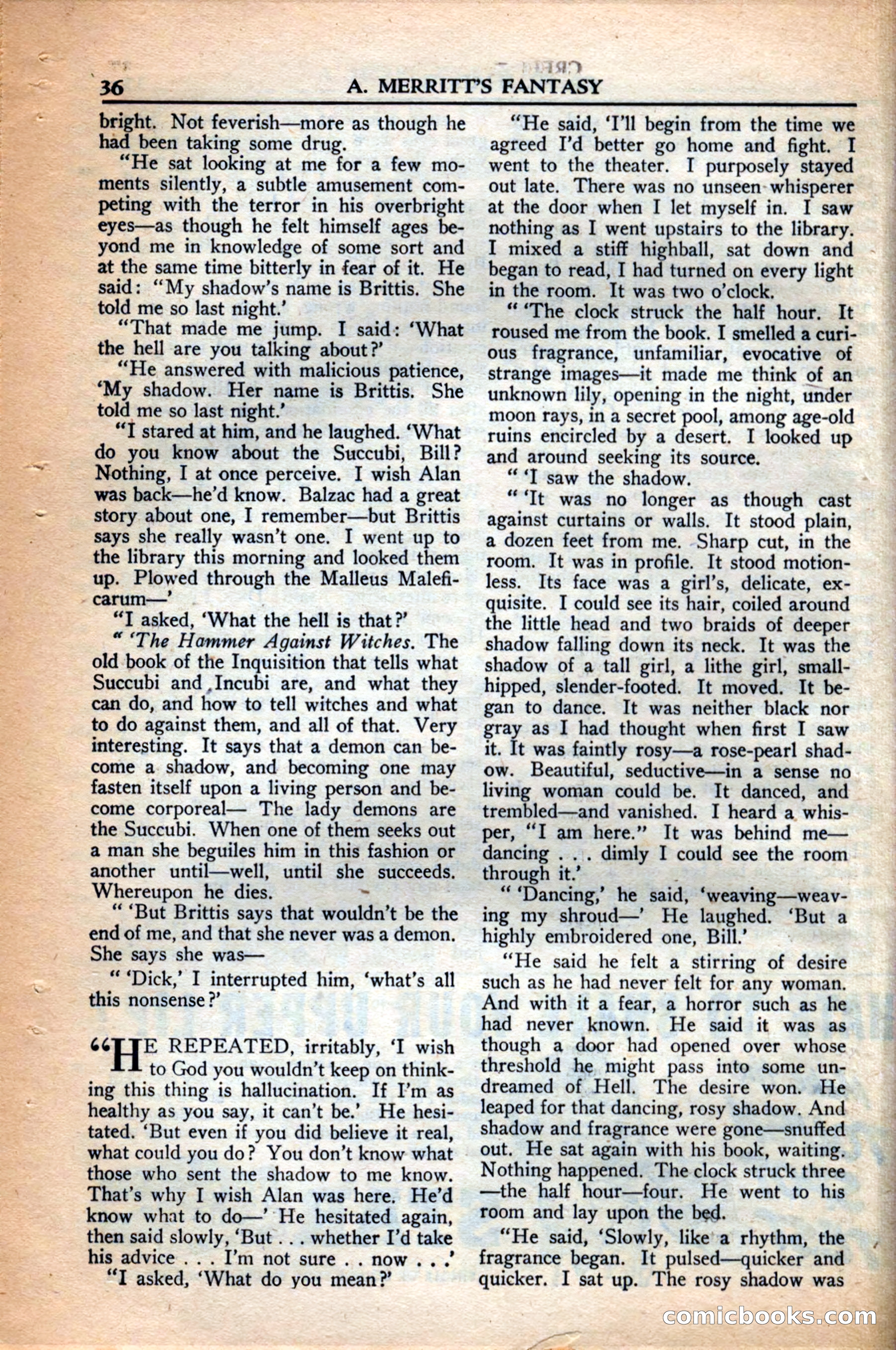 A. Merritt's Fantasy Magazine, December 1949 — page 36 of 133