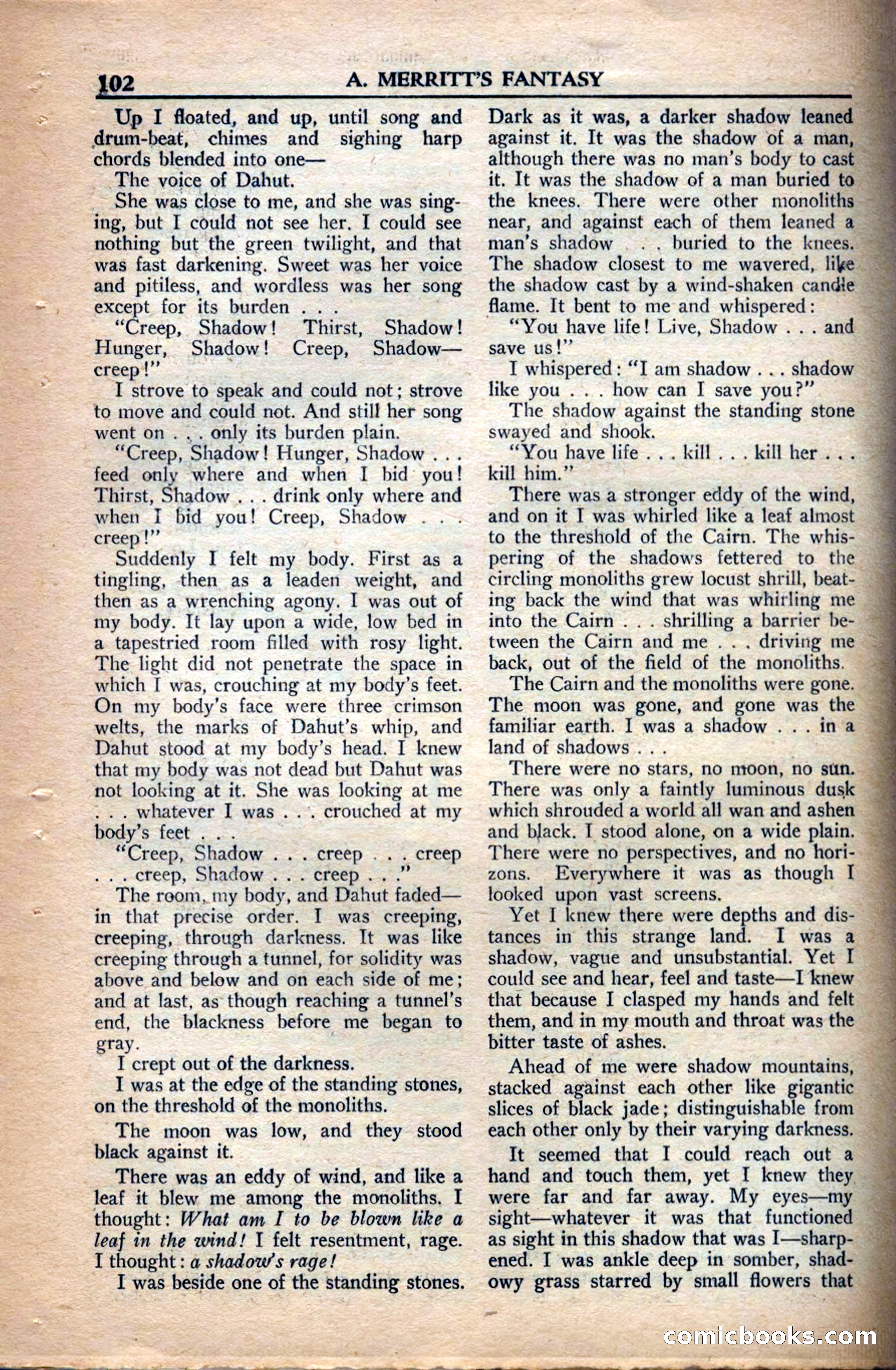 A. Merritt's Fantasy Magazine, December 1949 — page 102 of 132