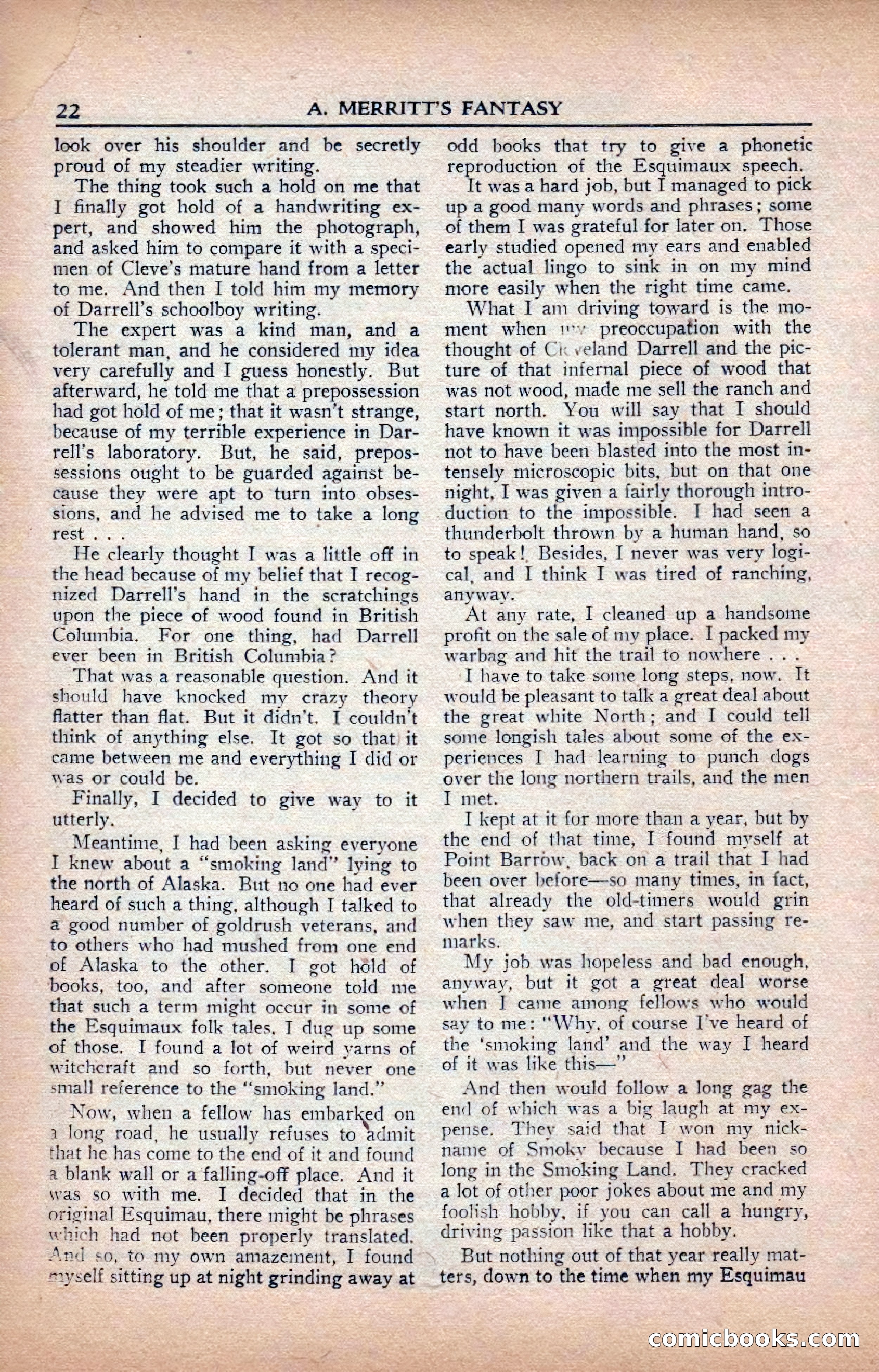 A. Merritt's Fantasy Magazine, February 1950 — page 22 of 134