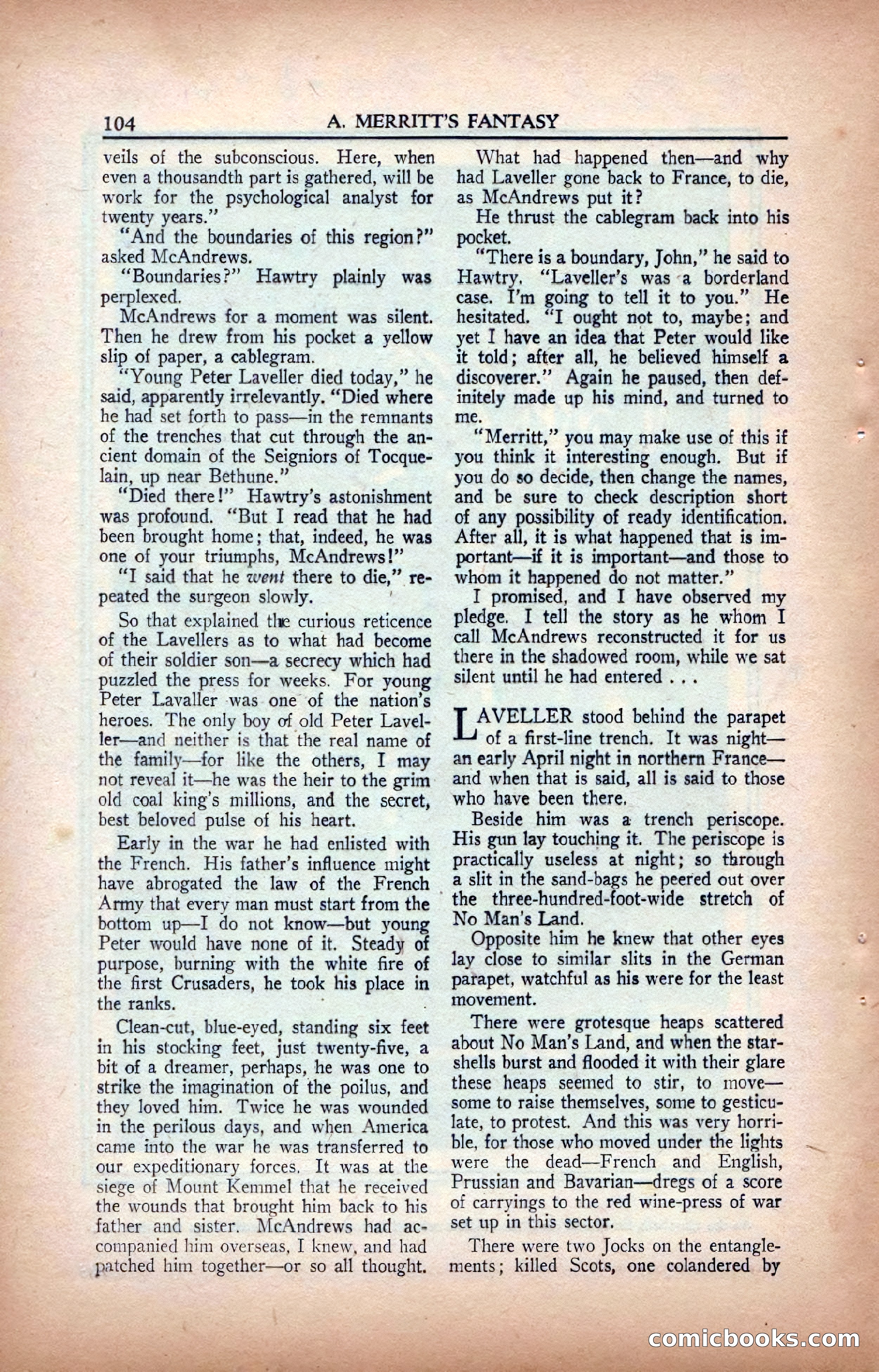A. Merritt's Fantasy Magazine, February 1950 — page 104 of 134