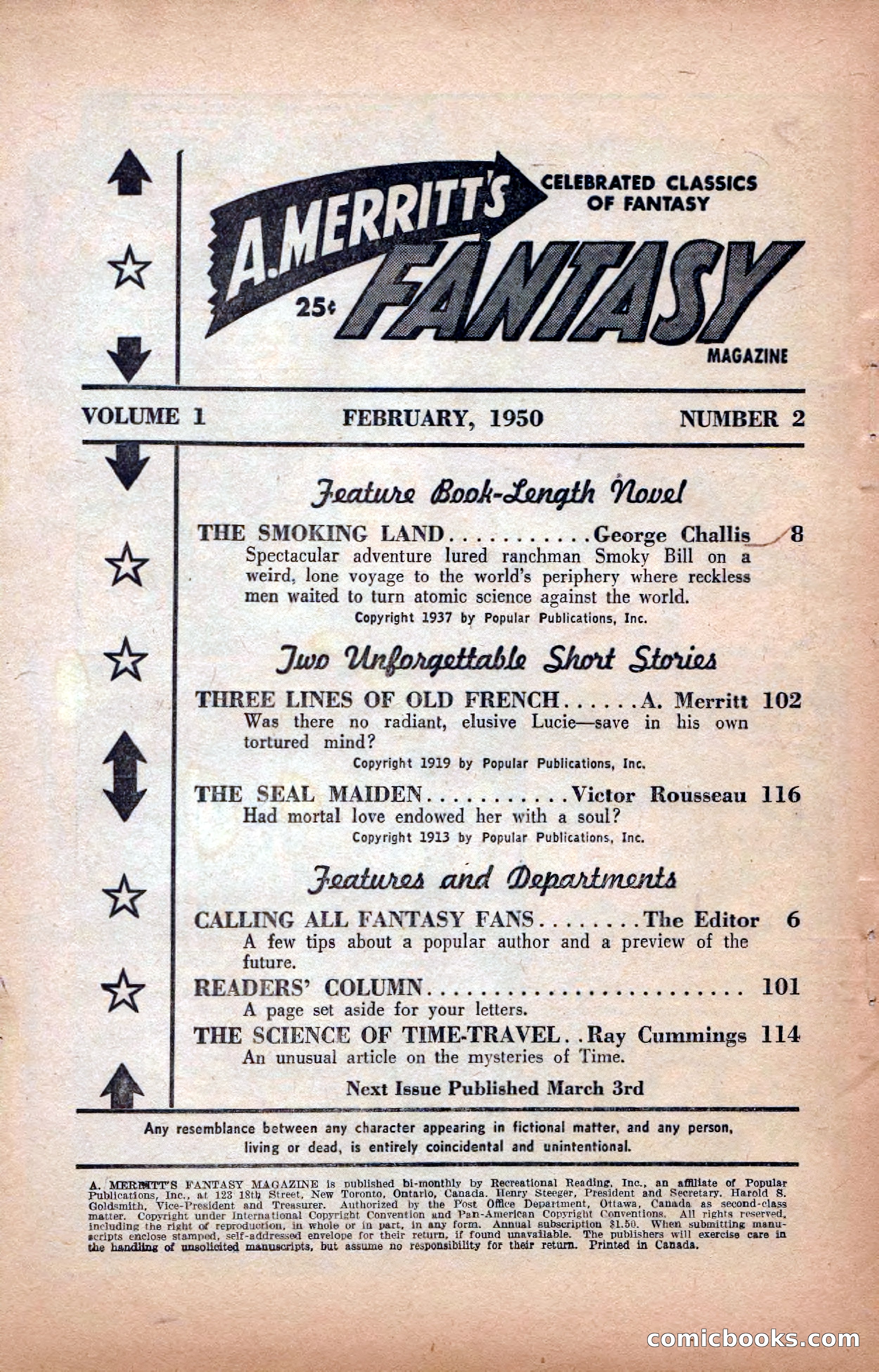 A. Merritt's Fantasy Magazine, February 1950 — page 4 of 133