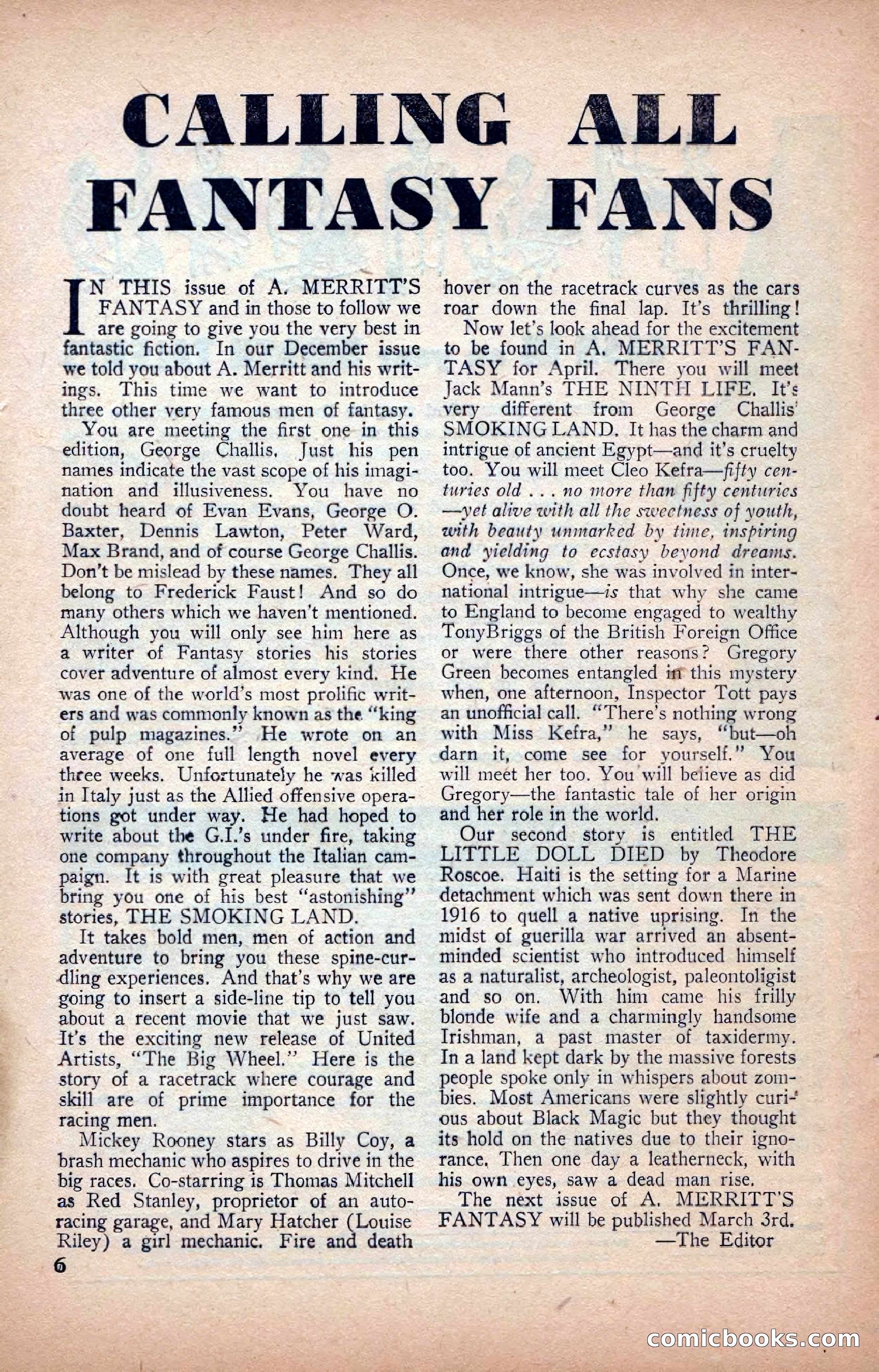 A. Merritt's Fantasy Magazine, February 1950 — page 6 of 133