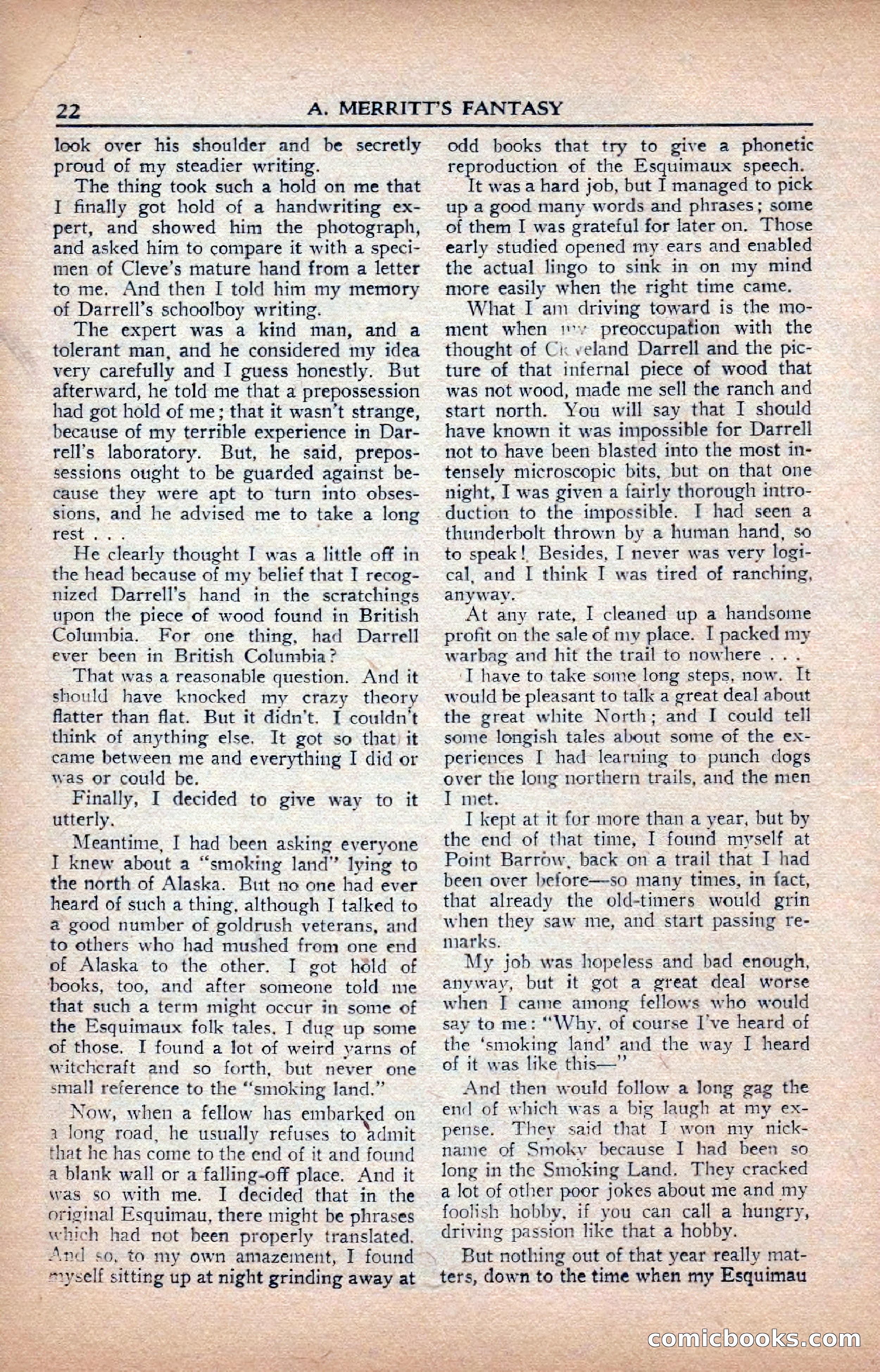 A. Merritt's Fantasy Magazine, February 1950 — page 22 of 133