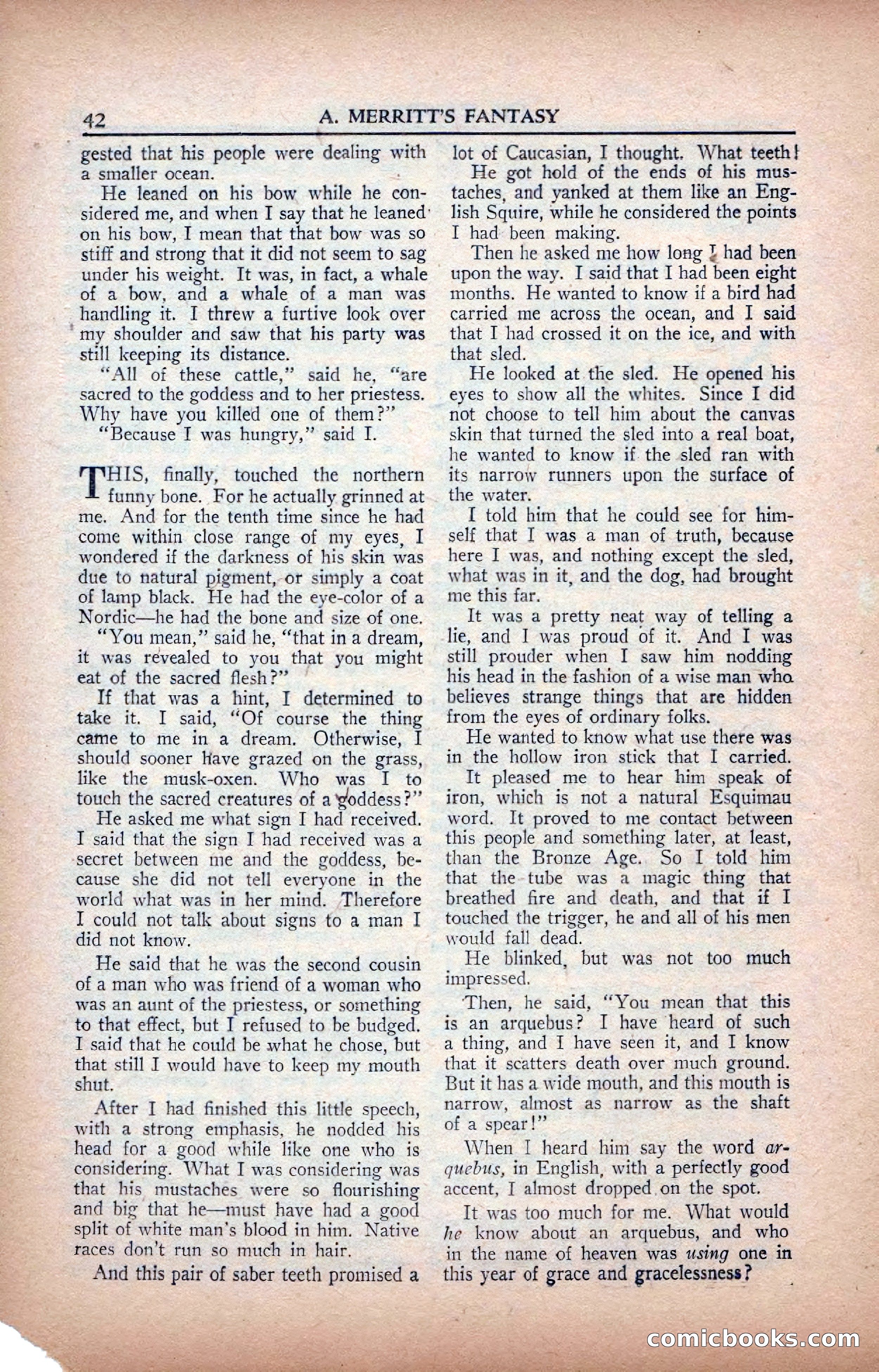 A. Merritt's Fantasy Magazine, February 1950 — page 42 of 133