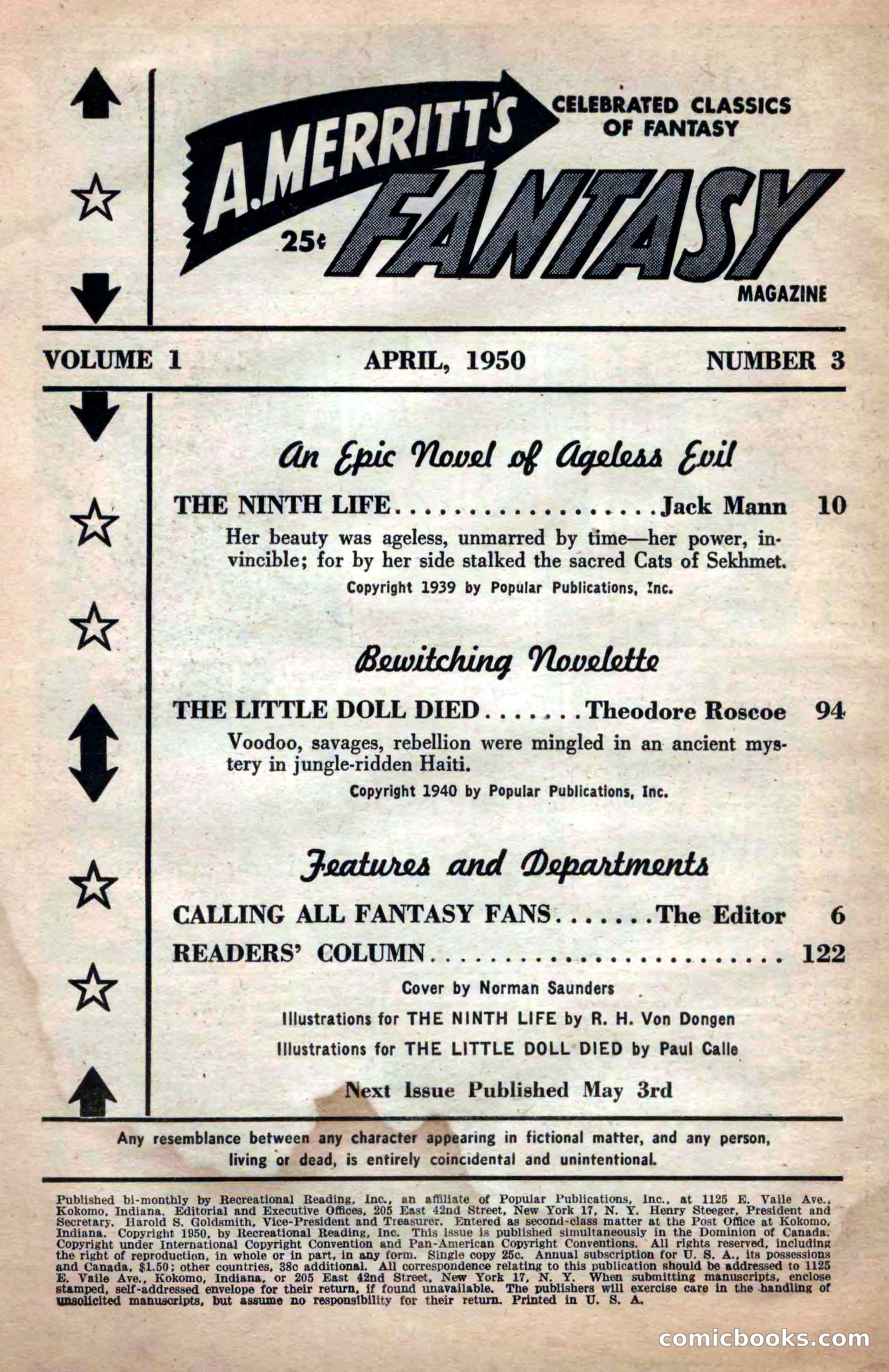 A. Merritt's Fantasy Magazine, April 1950 — page 4 of 132
