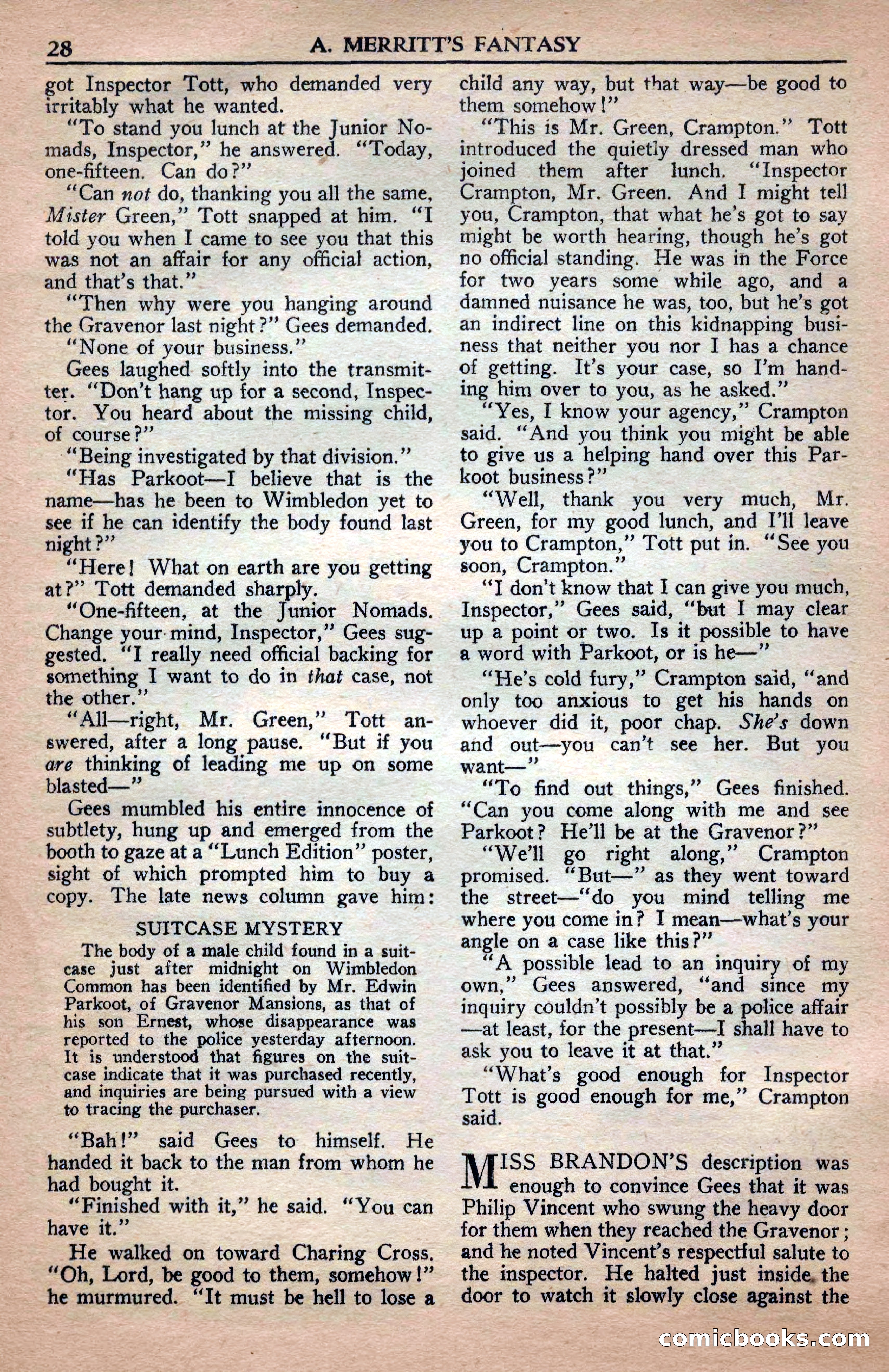A. Merritt's Fantasy Magazine, April 1950 — page 28 of 132