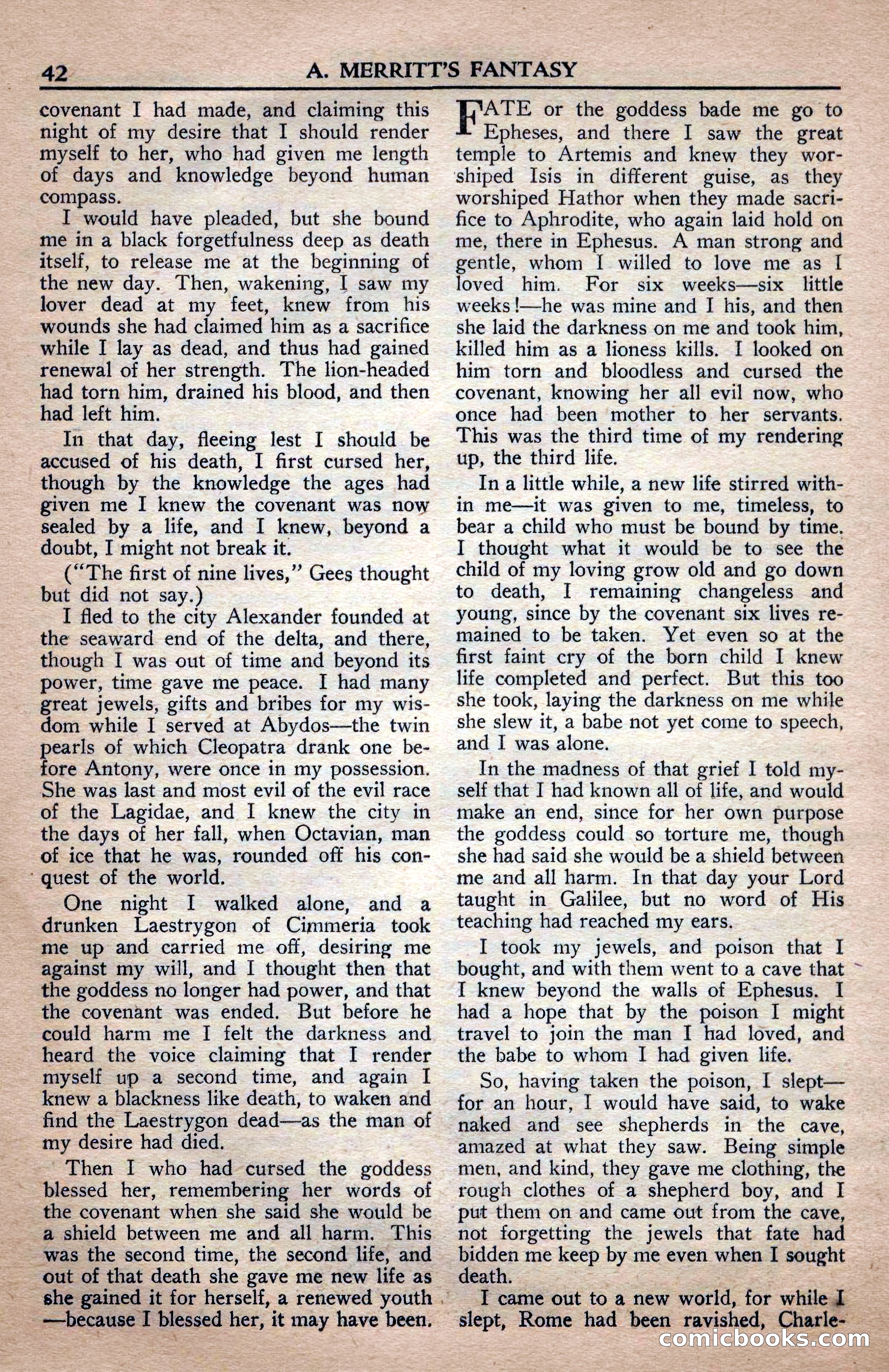 A. Merritt's Fantasy Magazine, April 1950 — page 42 of 132