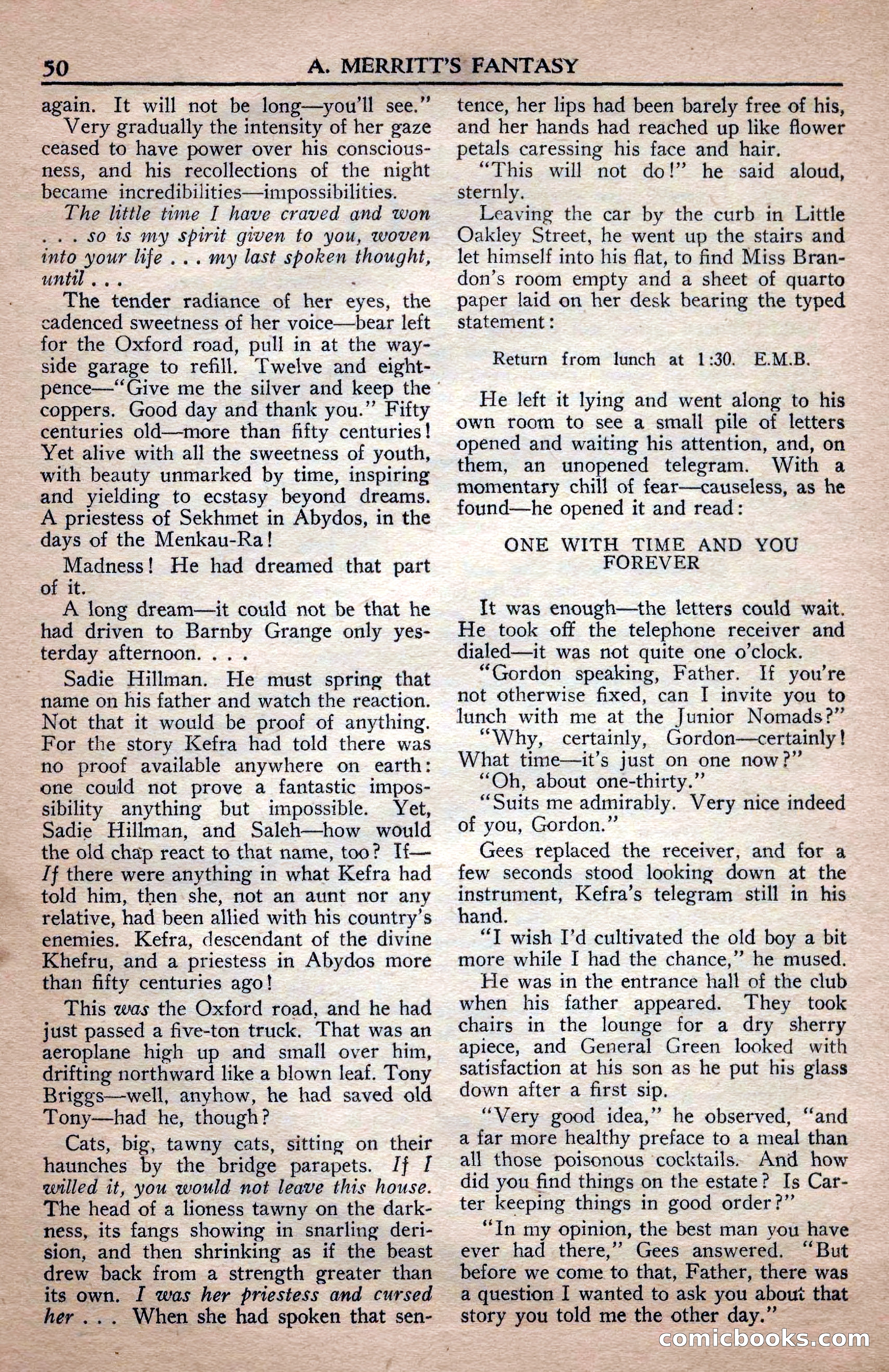 A. Merritt's Fantasy Magazine, April 1950 — page 50 of 132