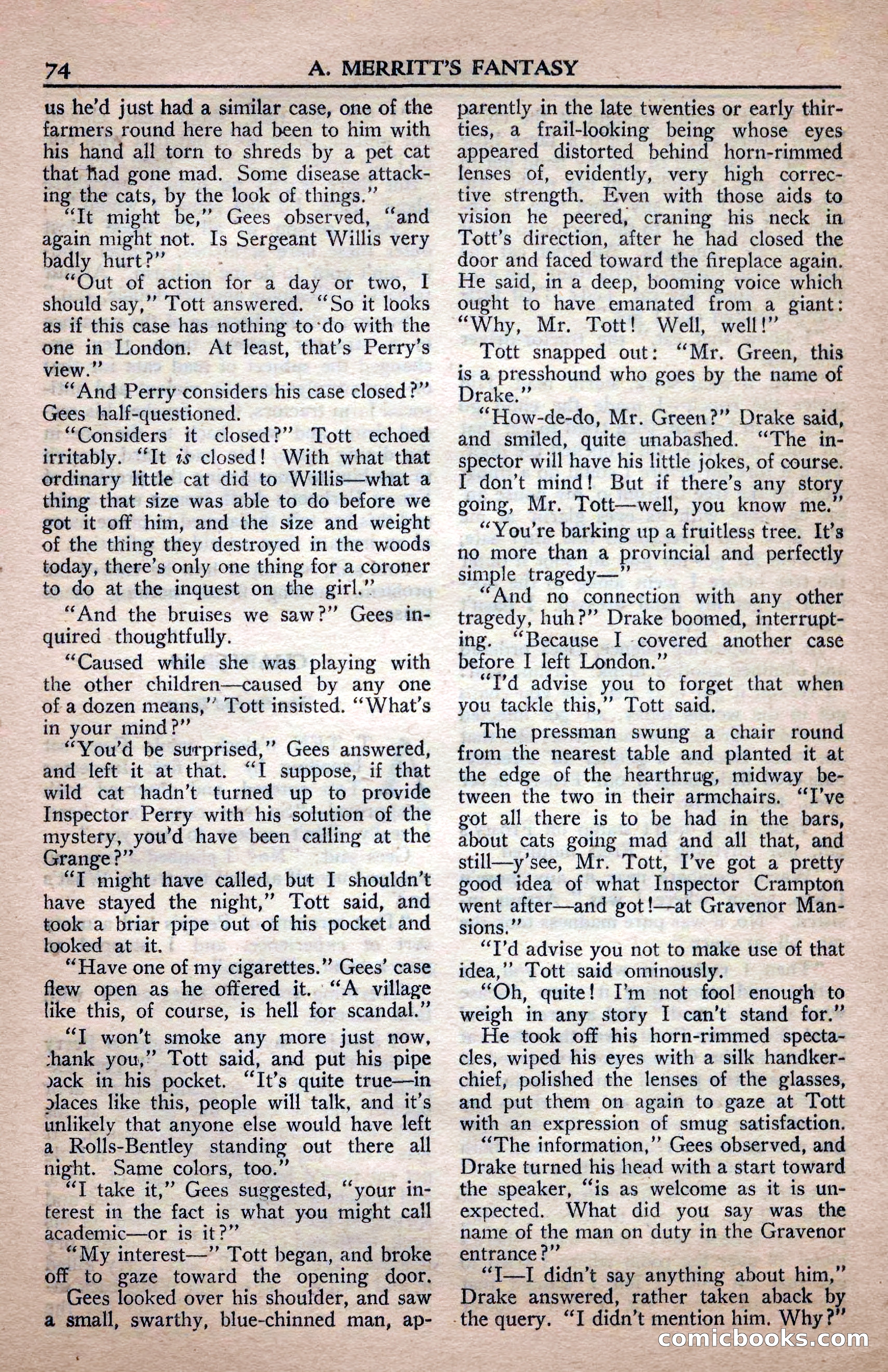 A. Merritt's Fantasy Magazine, April 1950 — page 74 of 132