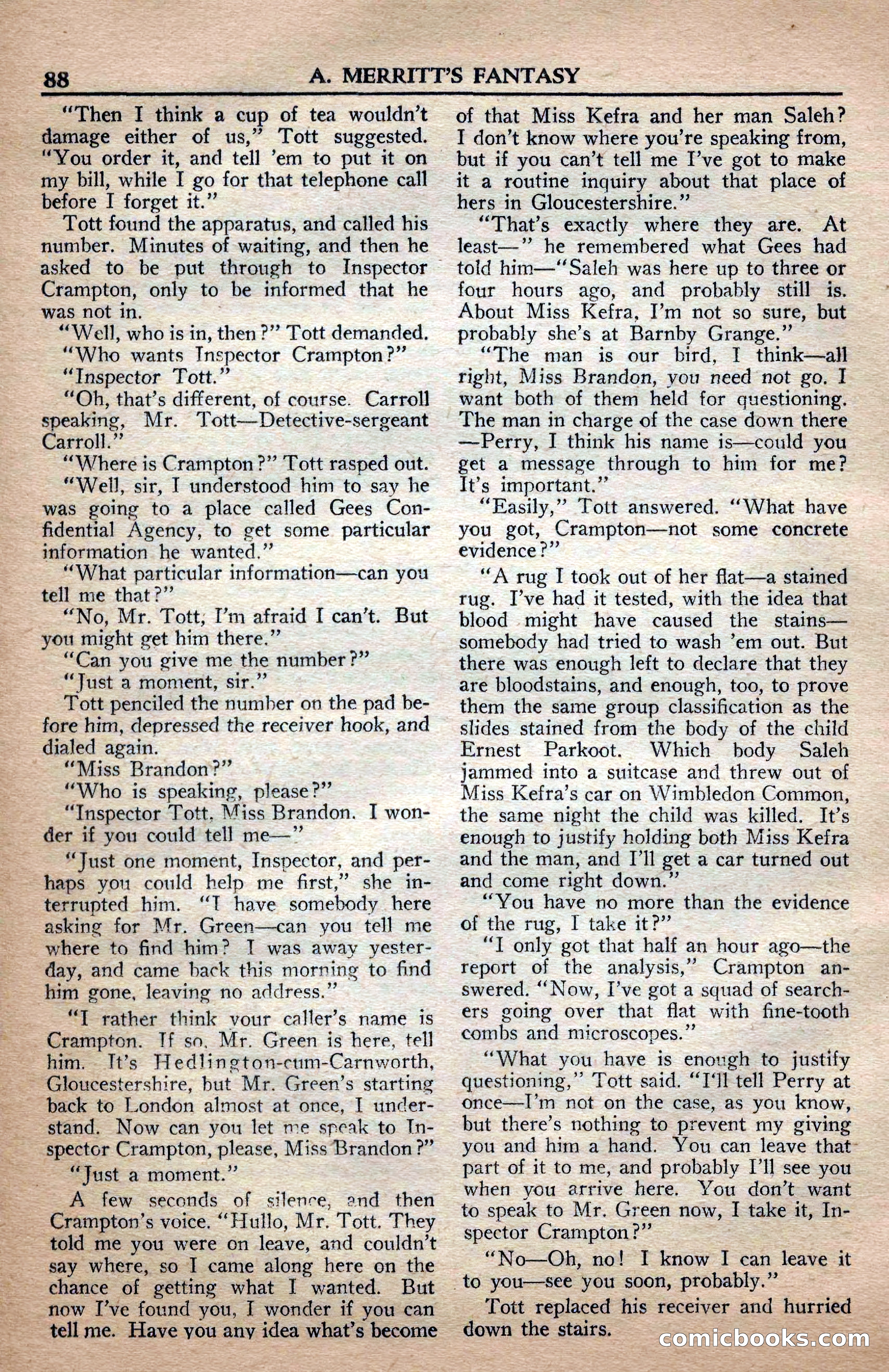 A. Merritt's Fantasy Magazine, April 1950 — page 88 of 132
