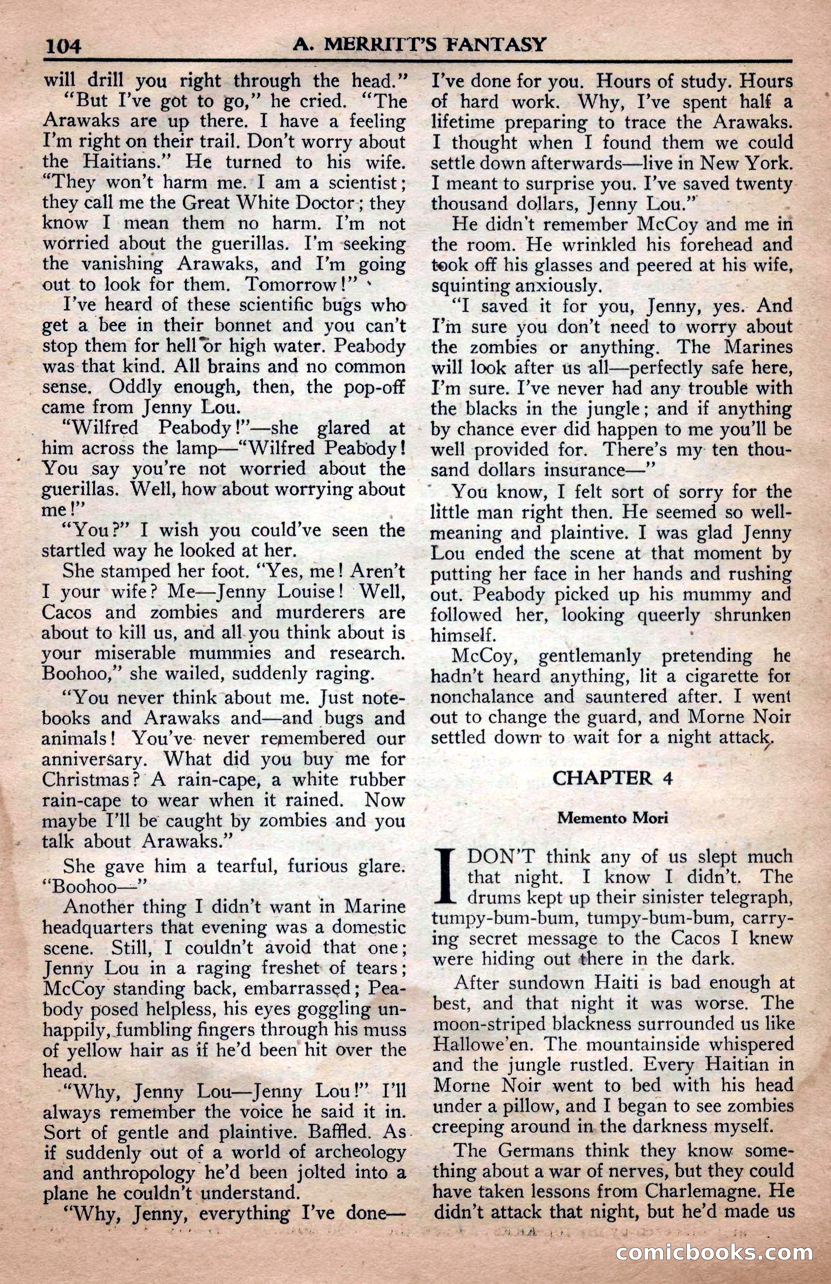 A. Merritt's Fantasy Magazine, April 1950 — page 104 of 132