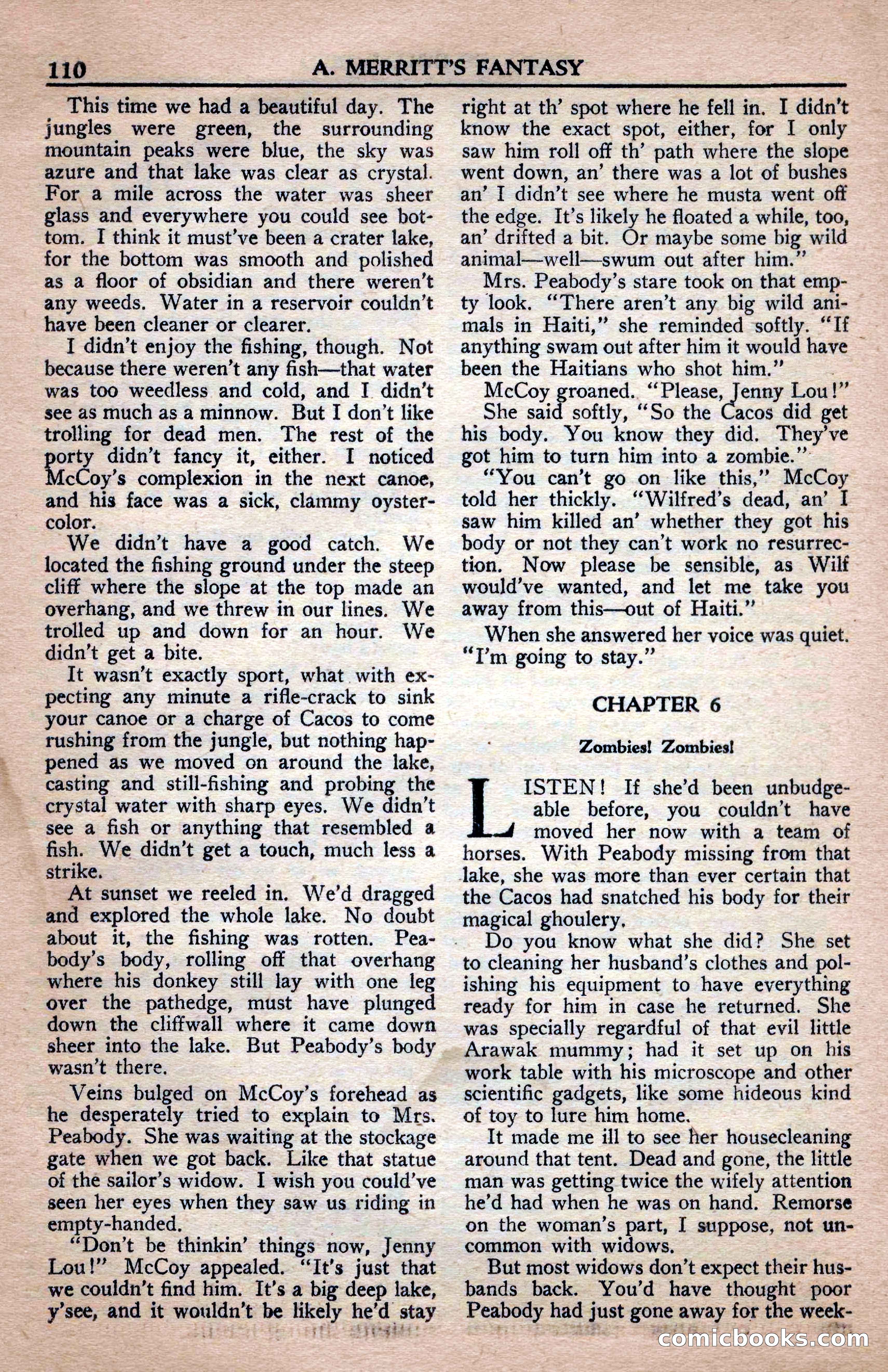 A. Merritt's Fantasy Magazine, April 1950 — page 110 of 132