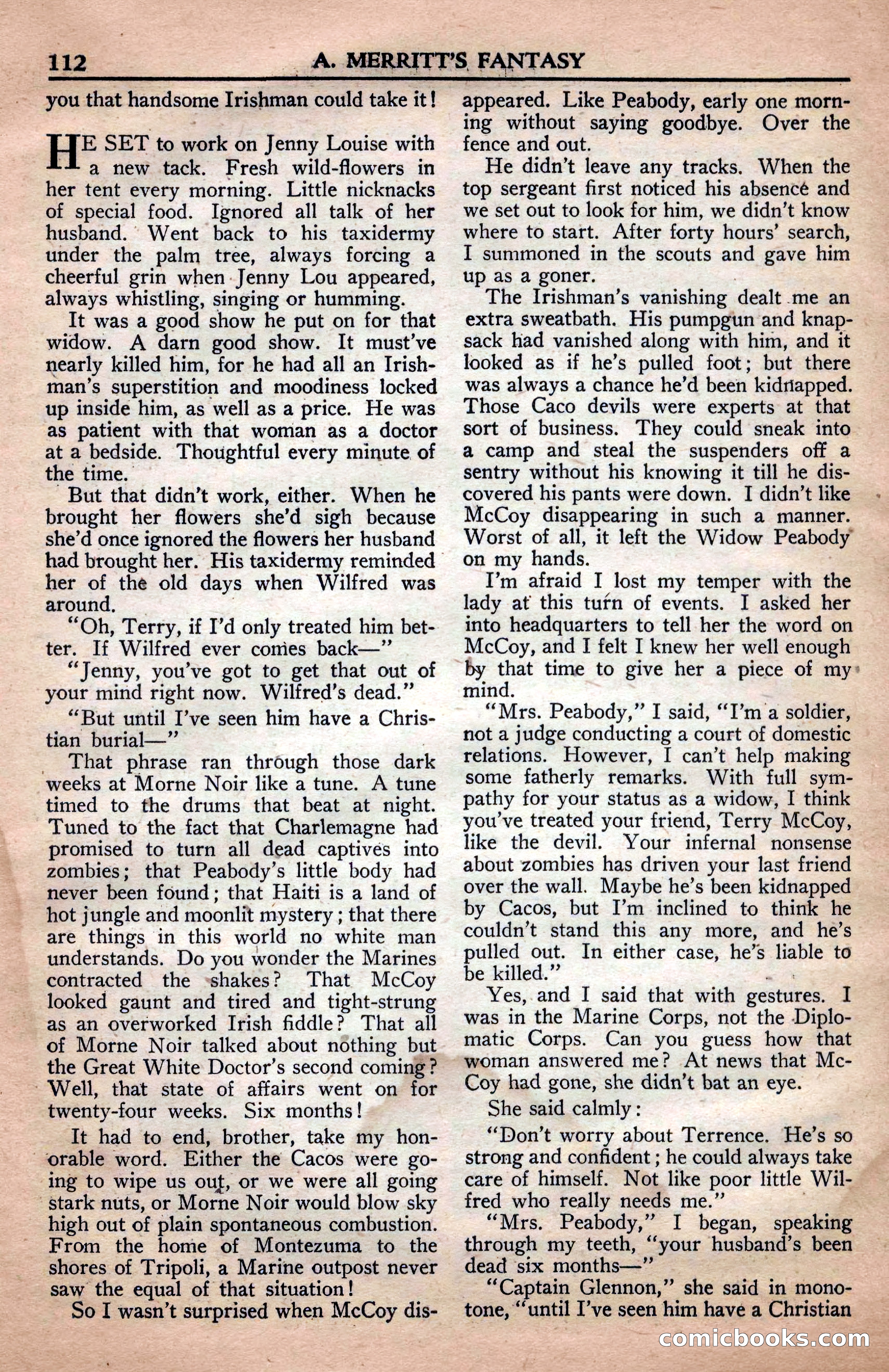 A. Merritt's Fantasy Magazine, April 1950 — page 112 of 132