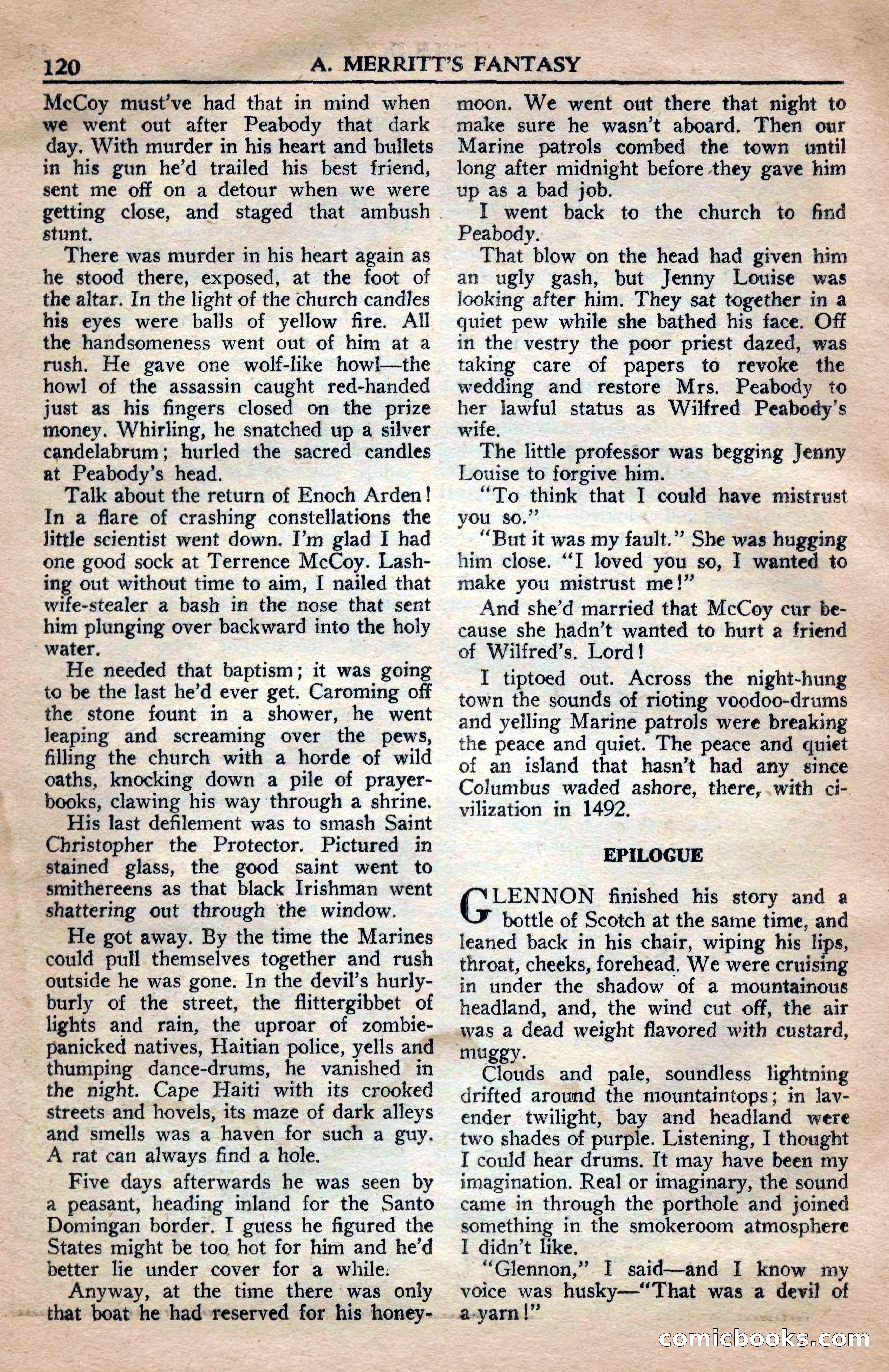 A. Merritt's Fantasy Magazine, April 1950 — page 120 of 132