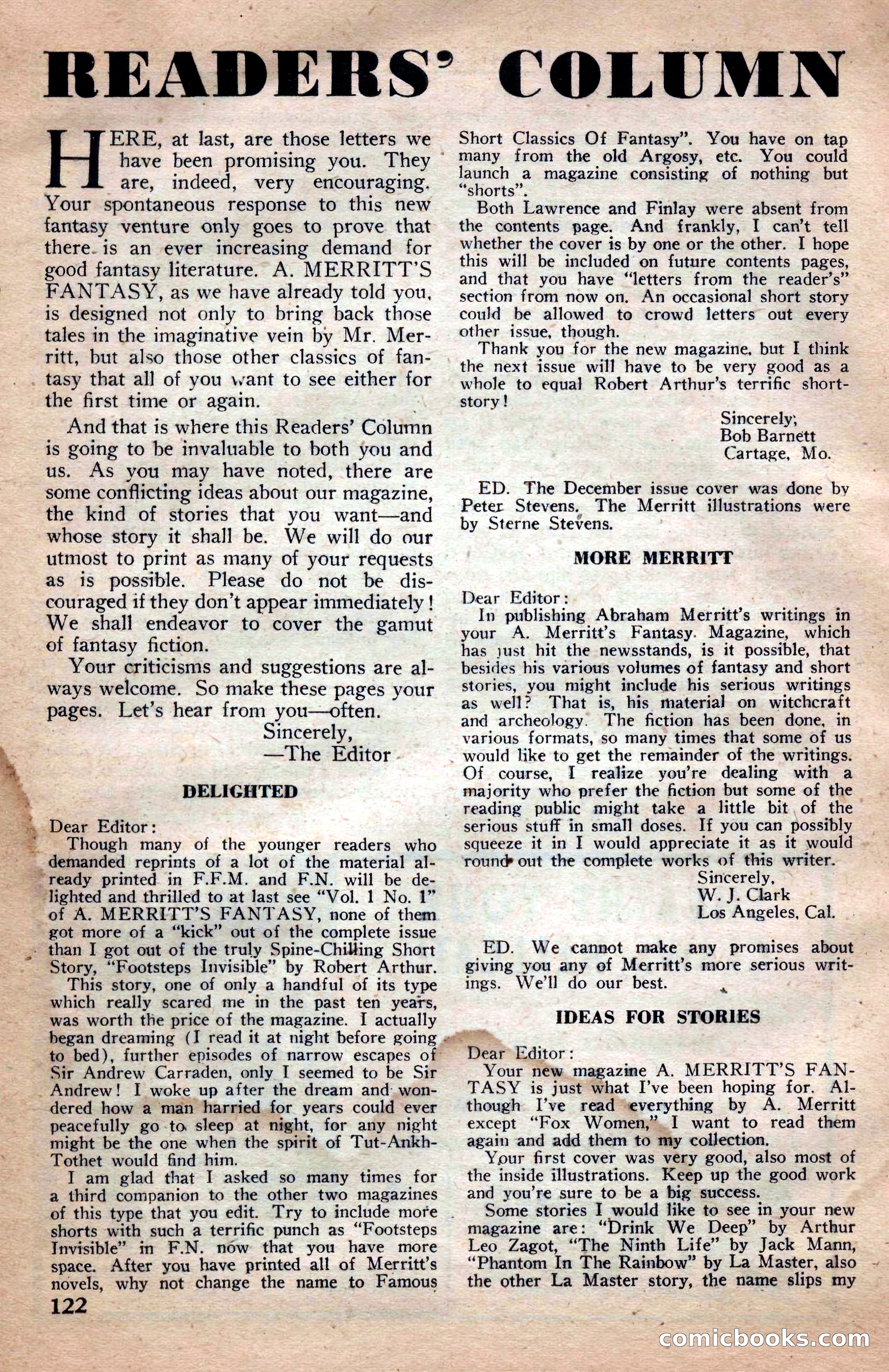 A. Merritt's Fantasy Magazine, April 1950 — page 122 of 132