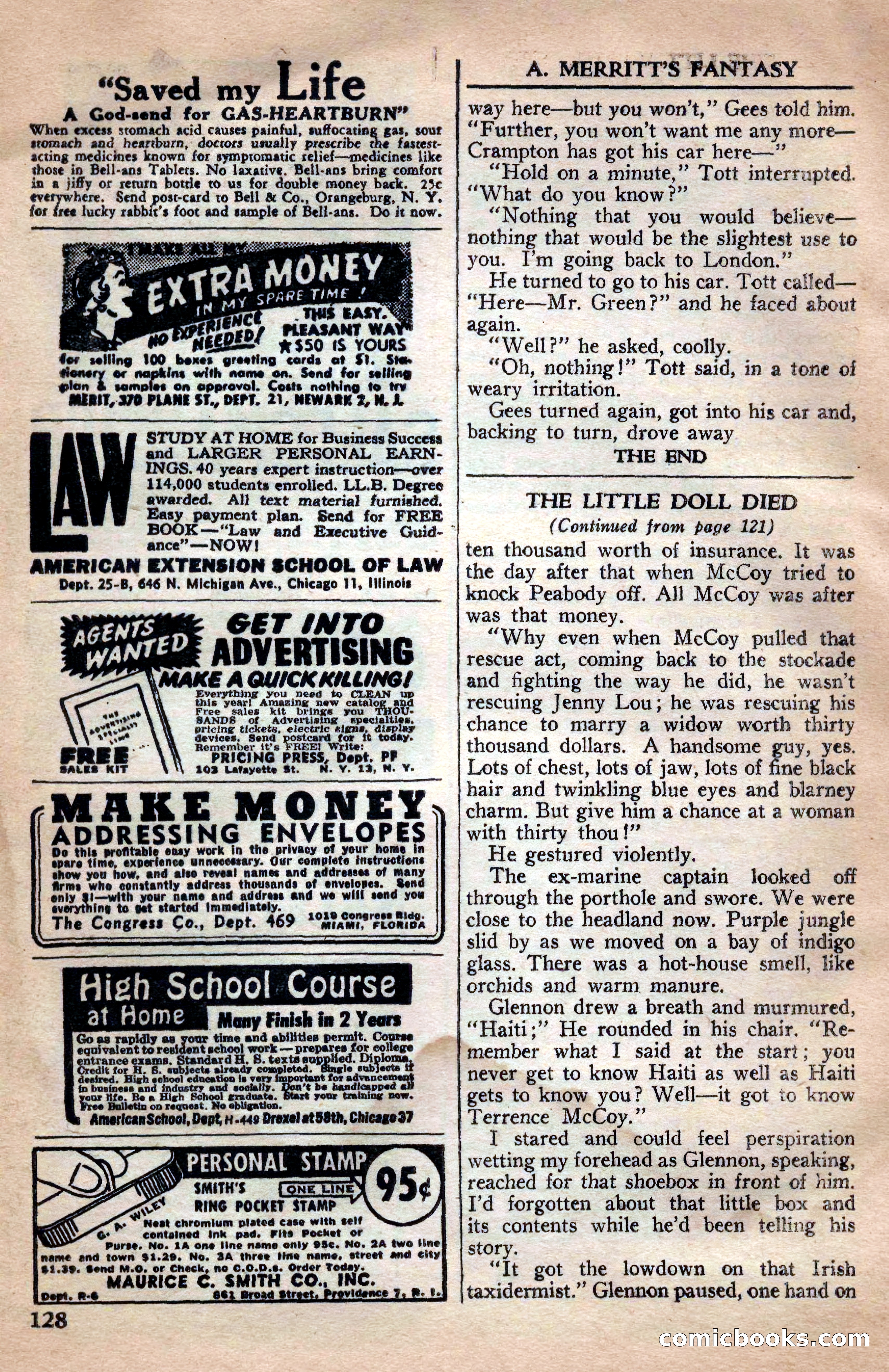 A. Merritt's Fantasy Magazine, April 1950 — page 128 of 132