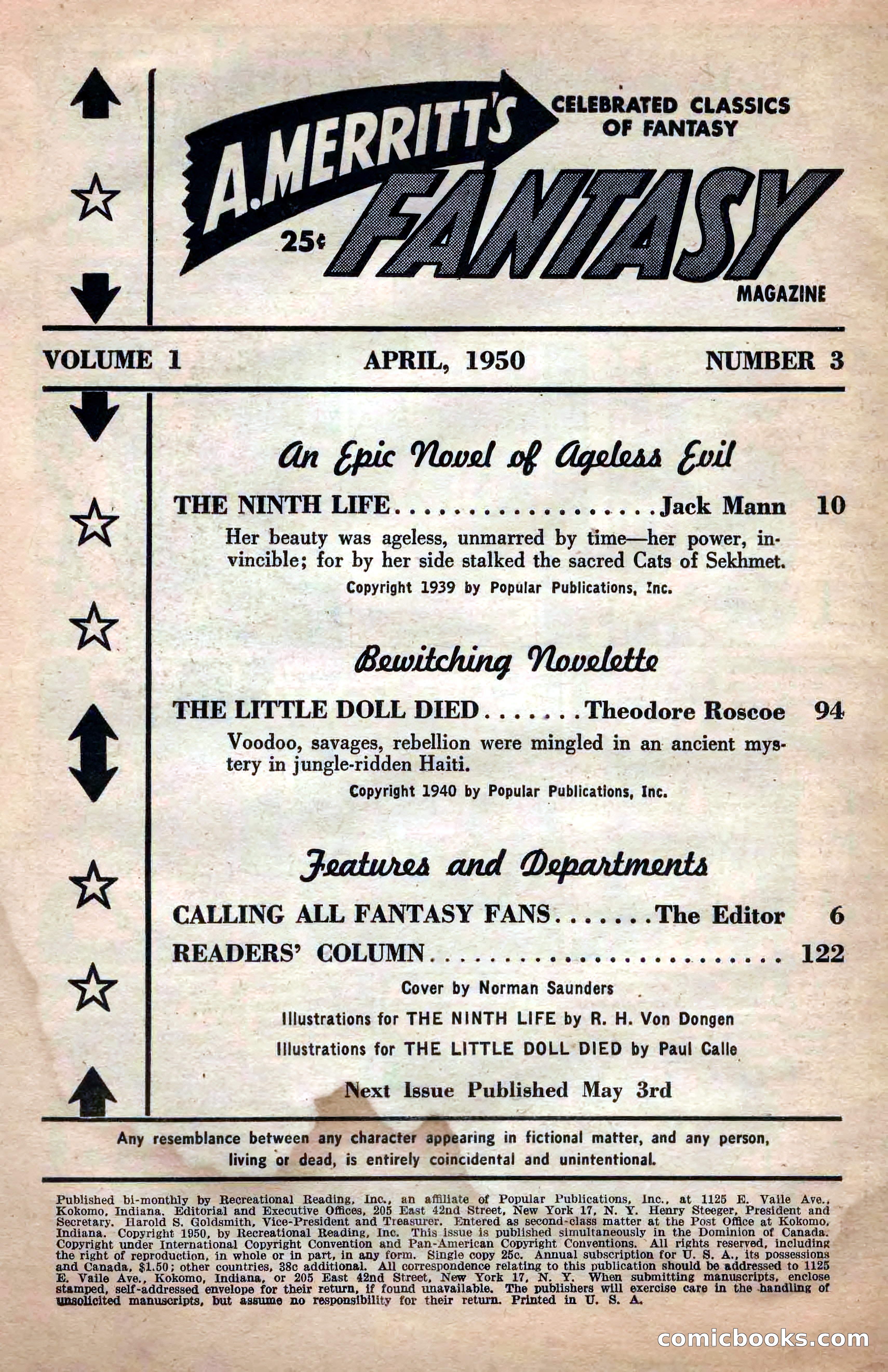 A. Merritt's Fantasy Magazine, April 1950 — page 4 of 132