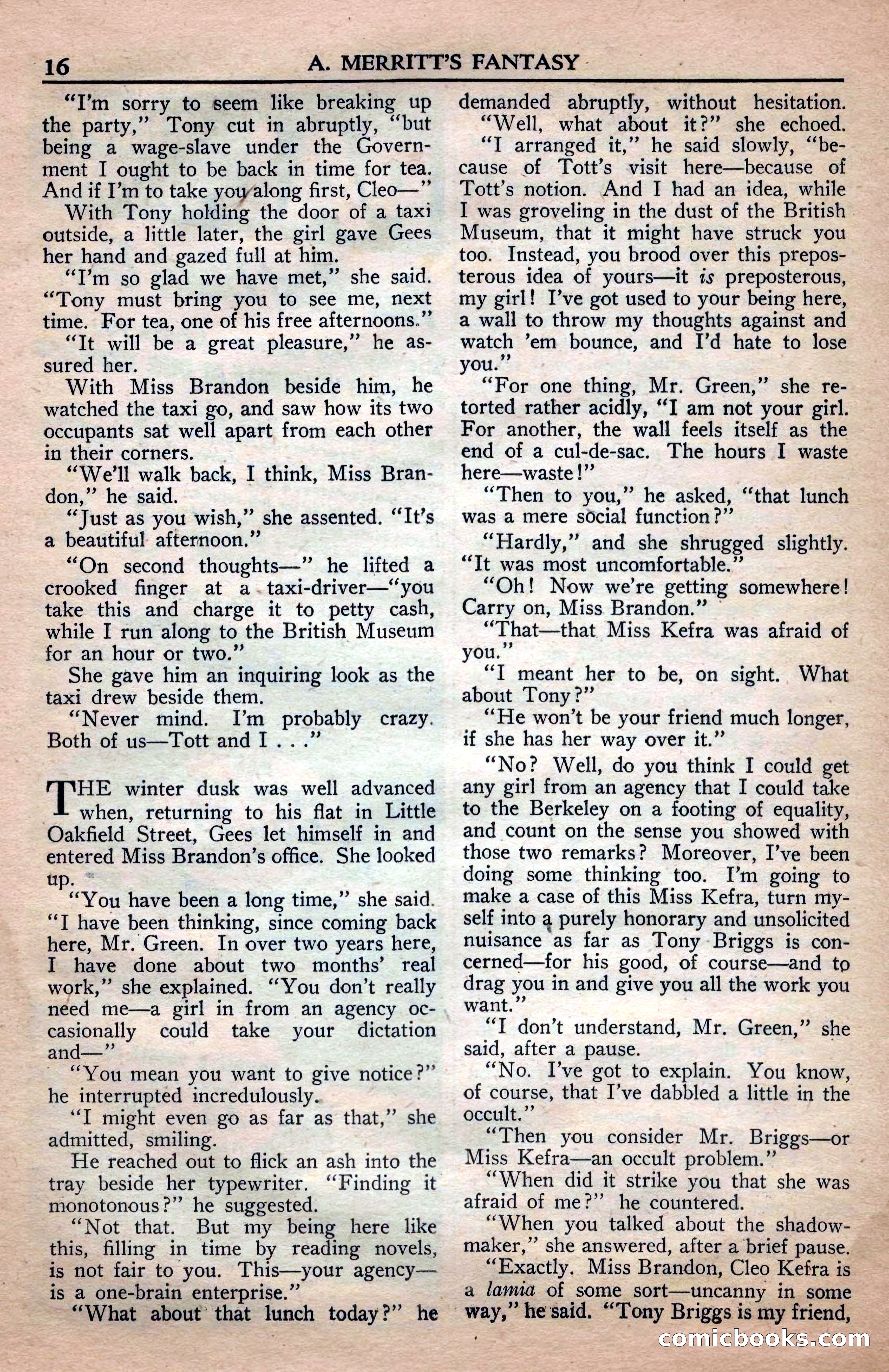 A. Merritt's Fantasy Magazine, April 1950 — page 16 of 132