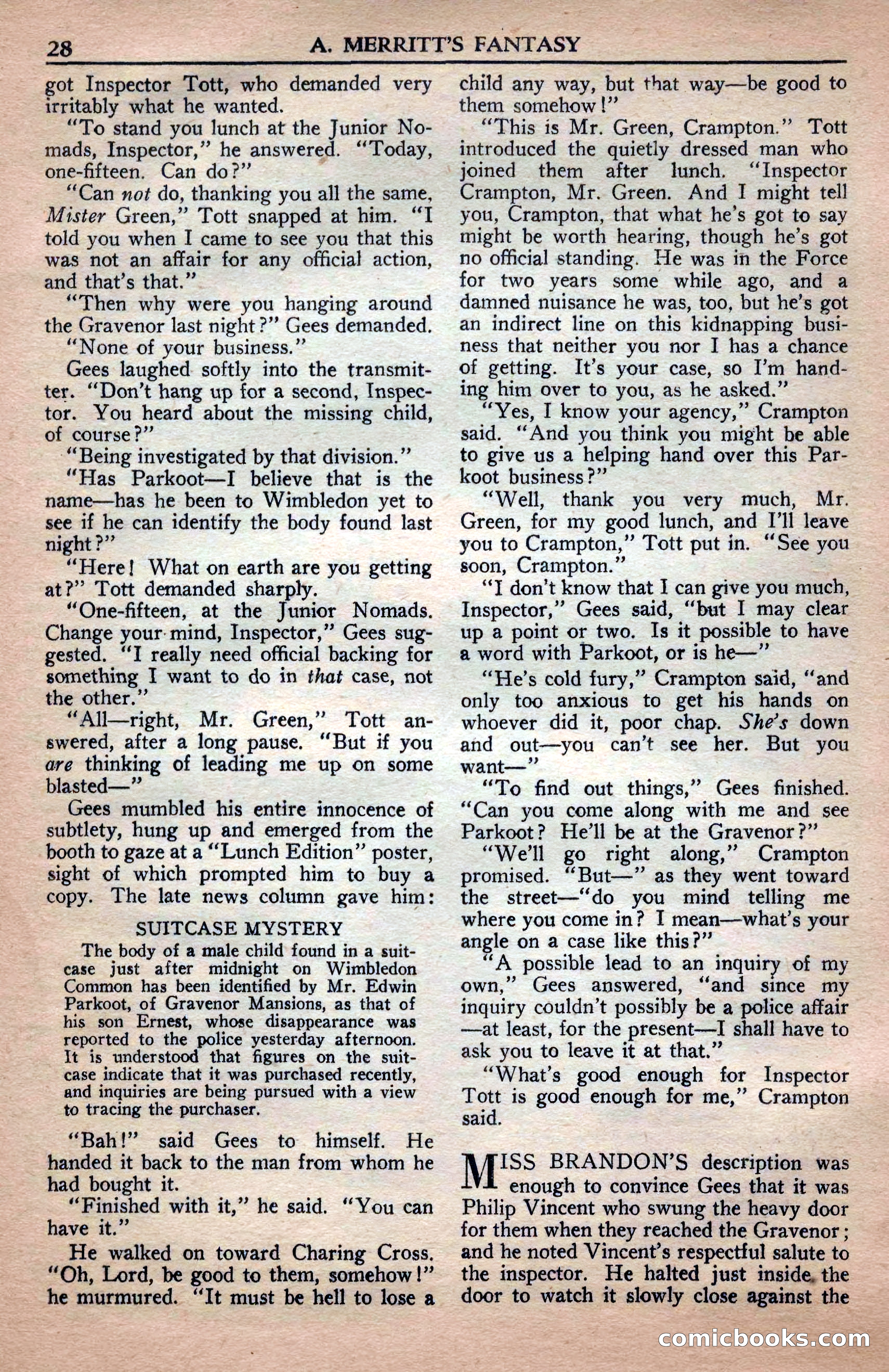 A. Merritt's Fantasy Magazine, April 1950 — page 28 of 132