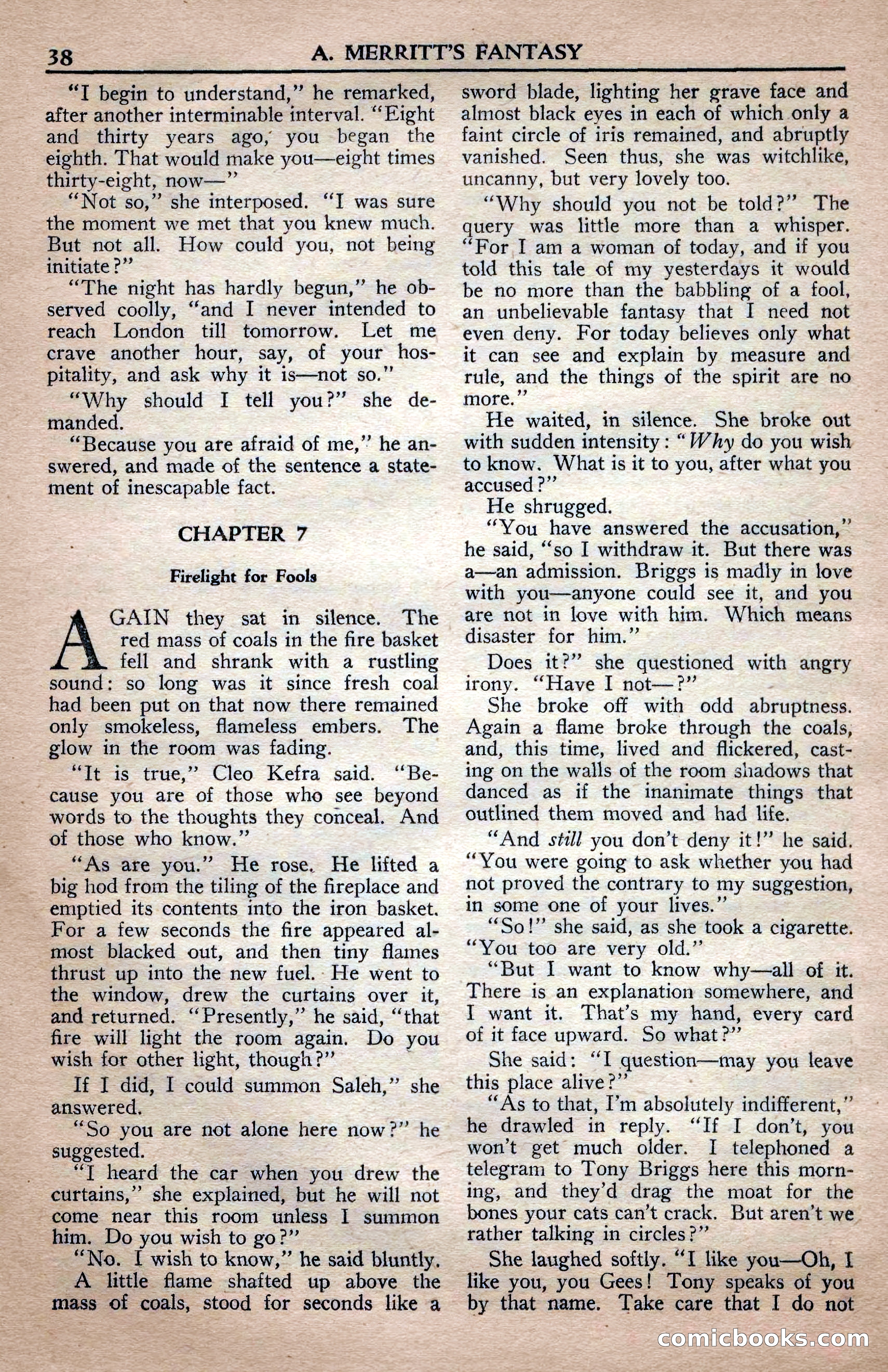 A. Merritt's Fantasy Magazine, April 1950 — page 38 of 132