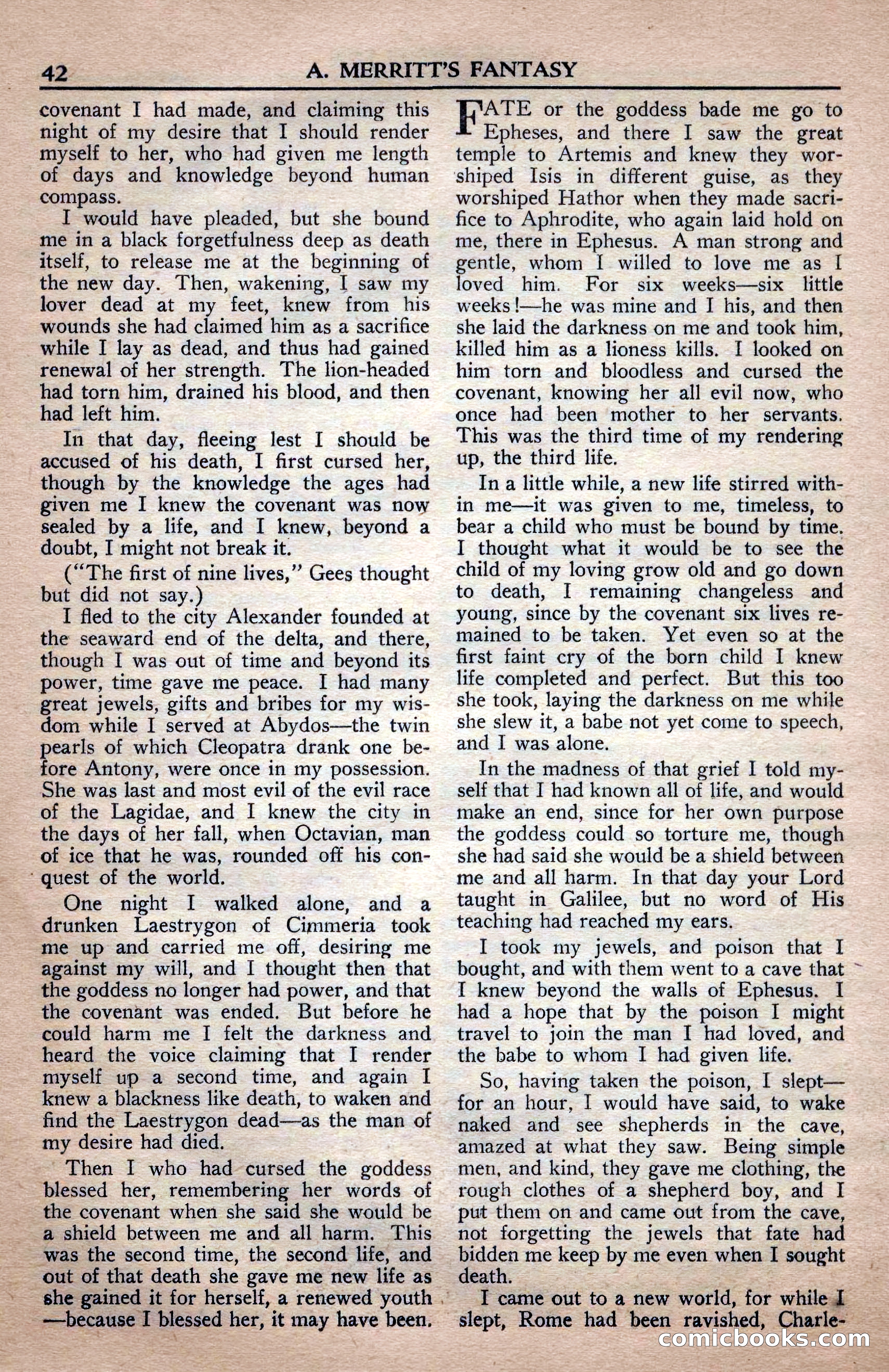 A. Merritt's Fantasy Magazine, April 1950 — page 42 of 132
