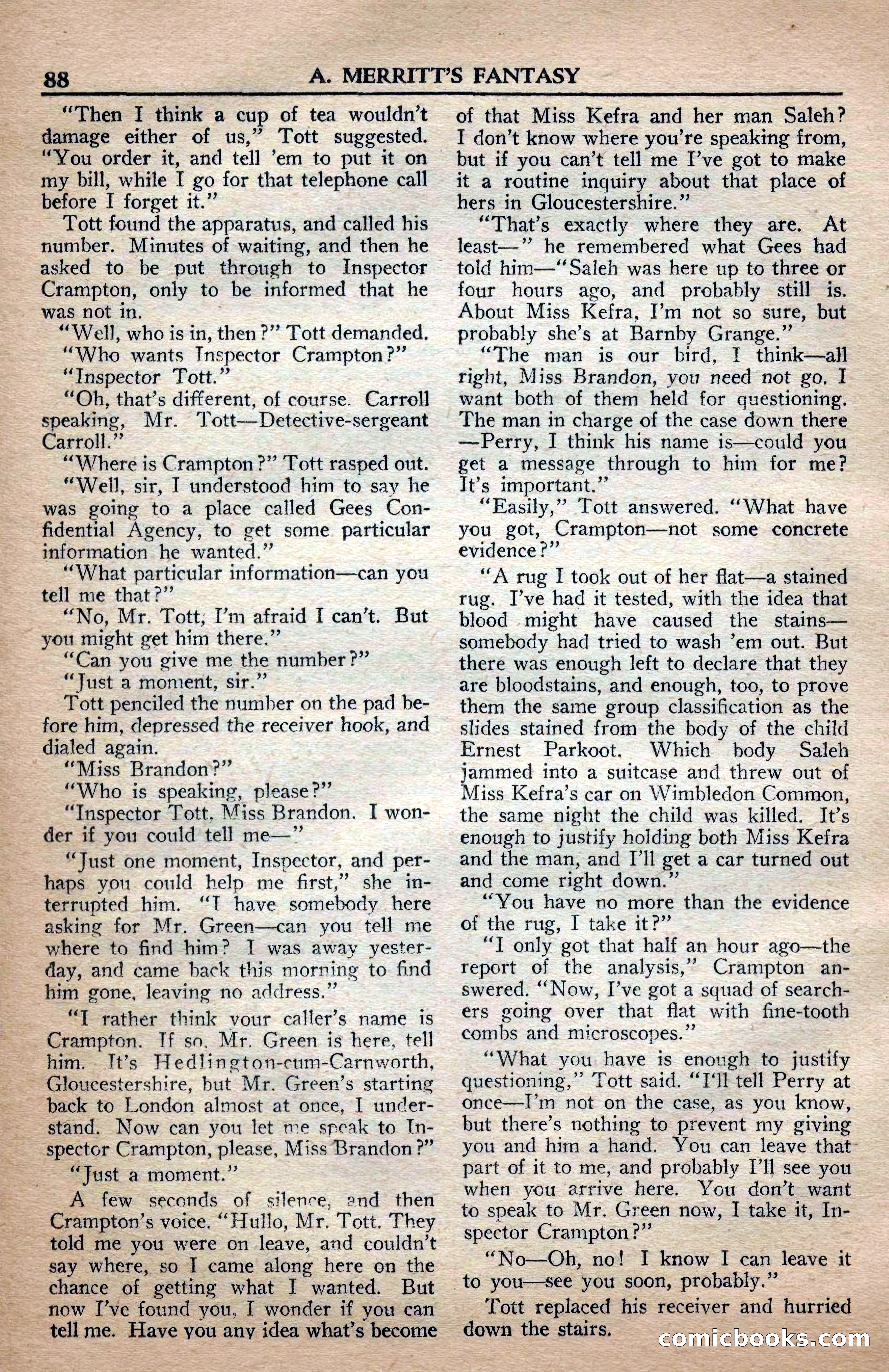 A. Merritt's Fantasy Magazine, April 1950 — page 88 of 132